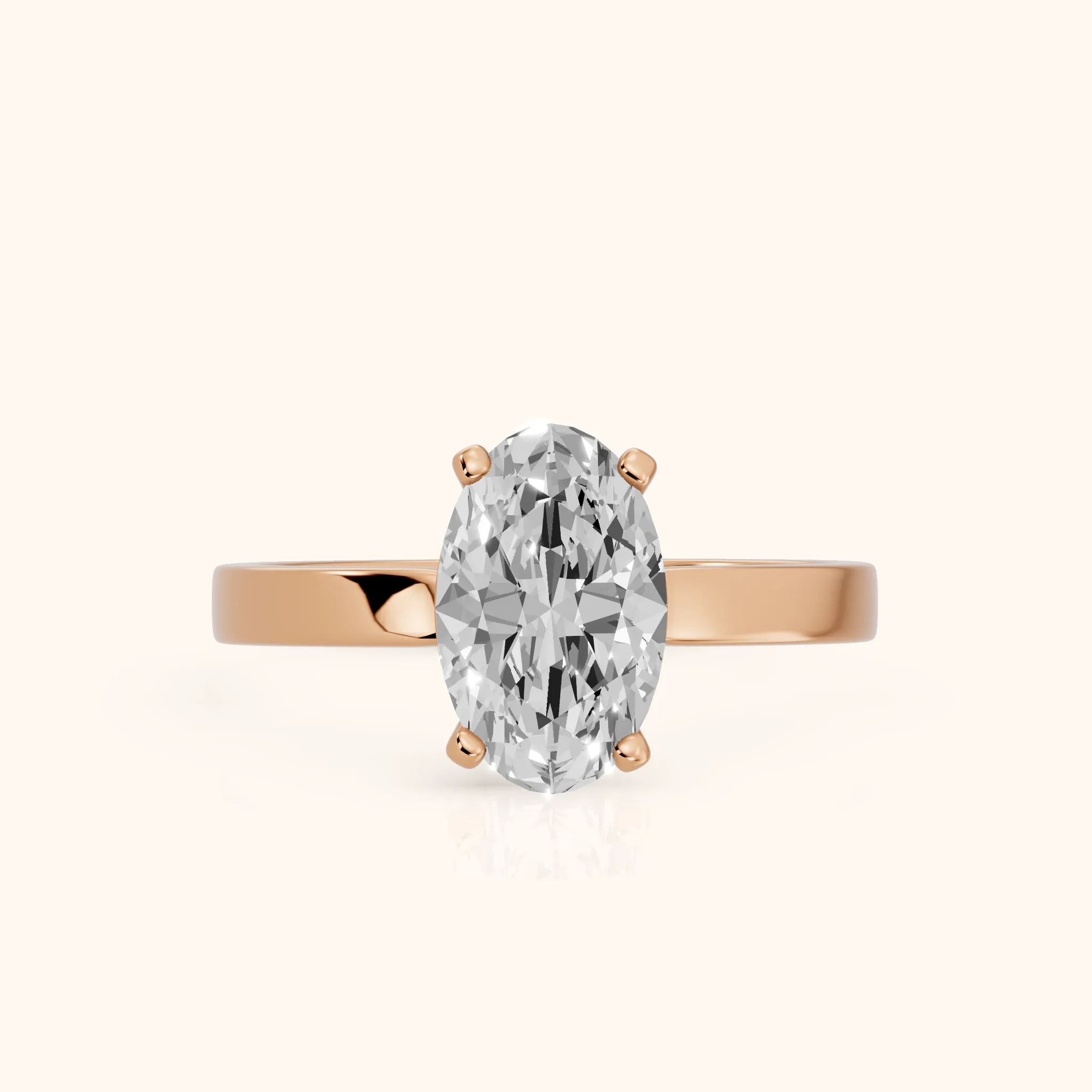 Delia Solitaire Oval Diamond Engagement Ring in Rose Gold — view 1