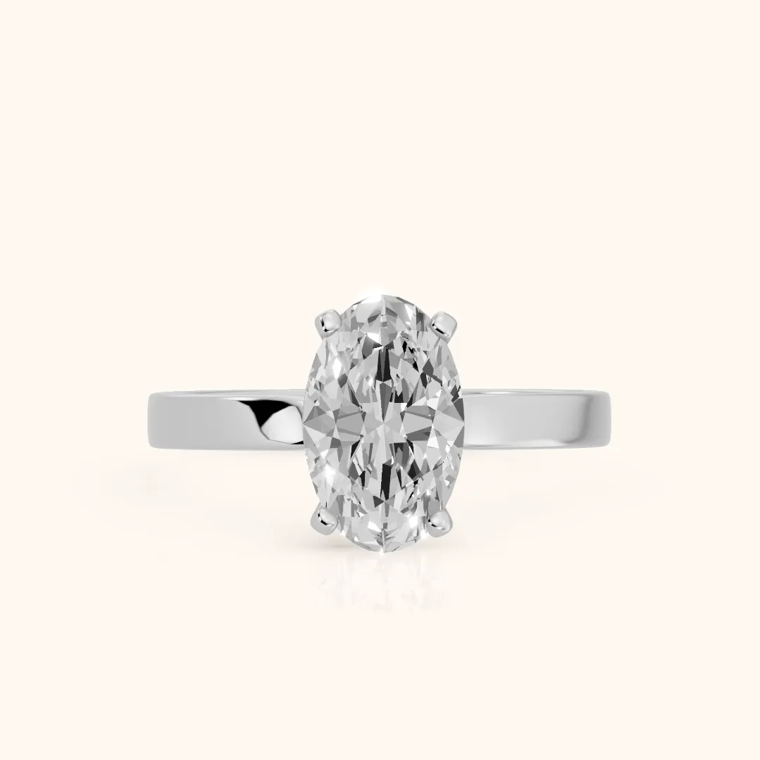 Delia Solitaire Oval Diamond Engagement Ring in Silver — view 2