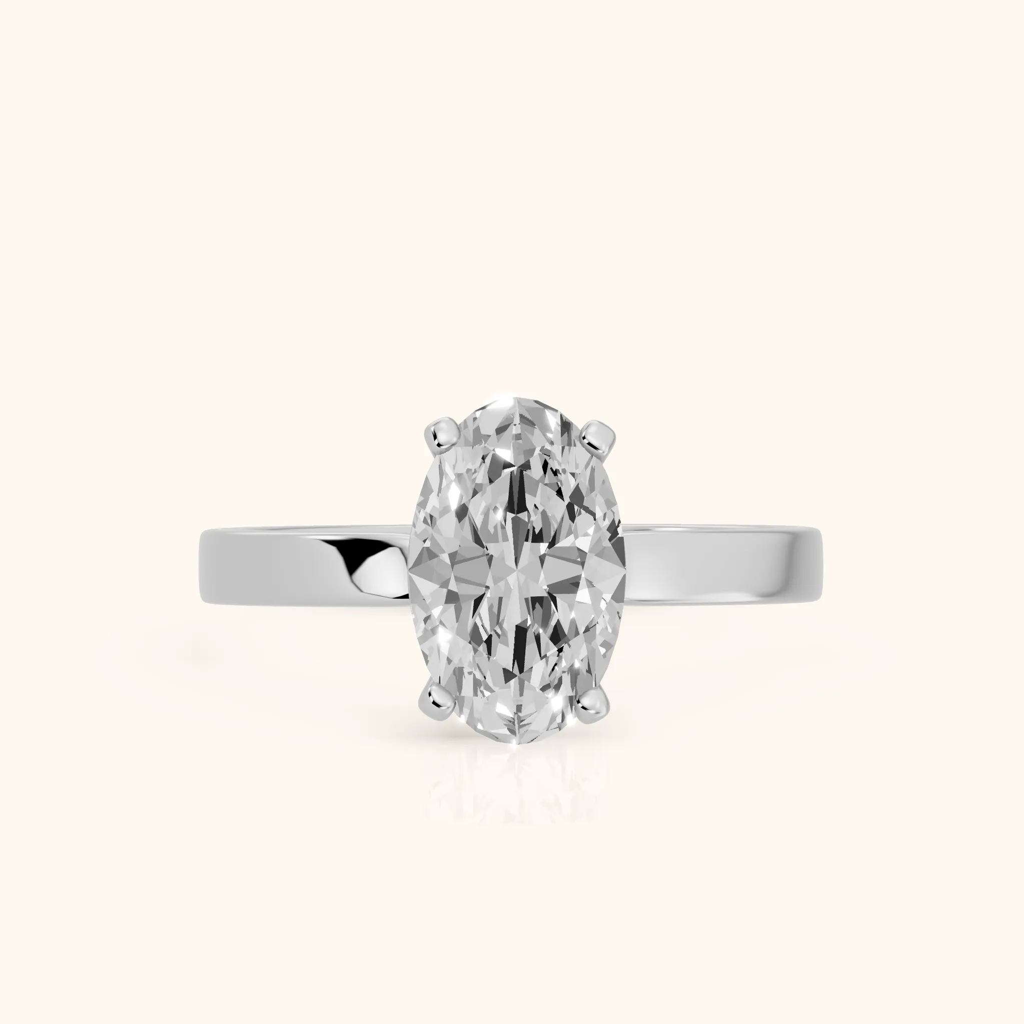 Delia Solitaire Oval Diamond Engagement Ring in Silver — view 1