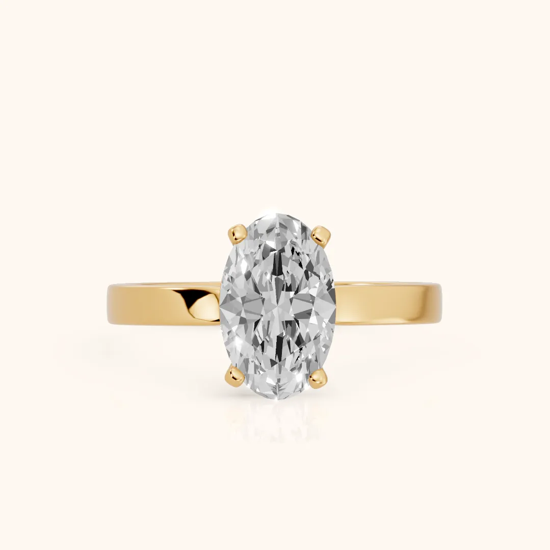 Delia Solitaire Oval Diamond Engagement Ring in Yellow Gold — view 2
