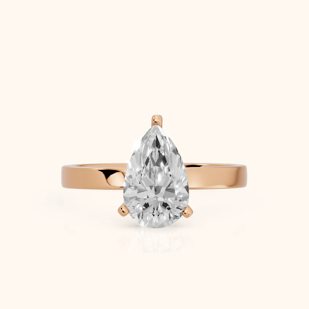Delia Solitaire Pear Diamond Engagement Ring in Rose Gold — view 2
