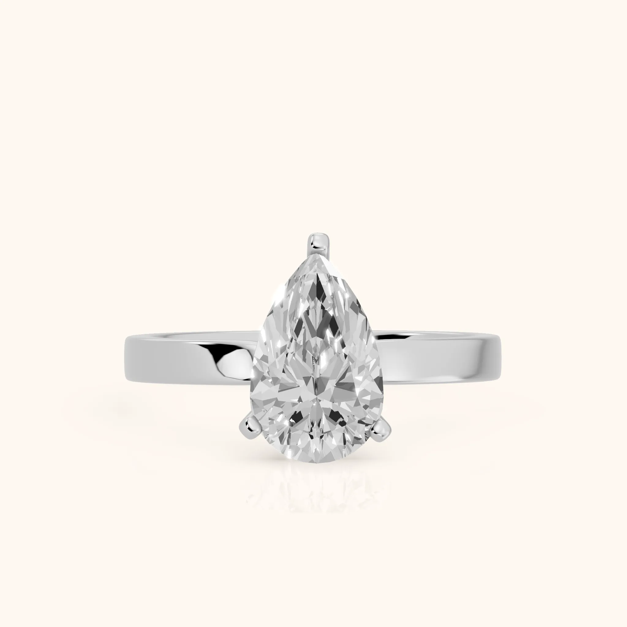 Delia Solitaire Pear Diamond Engagement Ring in Silver — view 1
