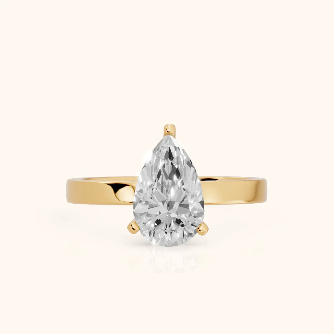 Delia Solitaire Pear Diamond Engagement Ring in Yellow Gold — view 2