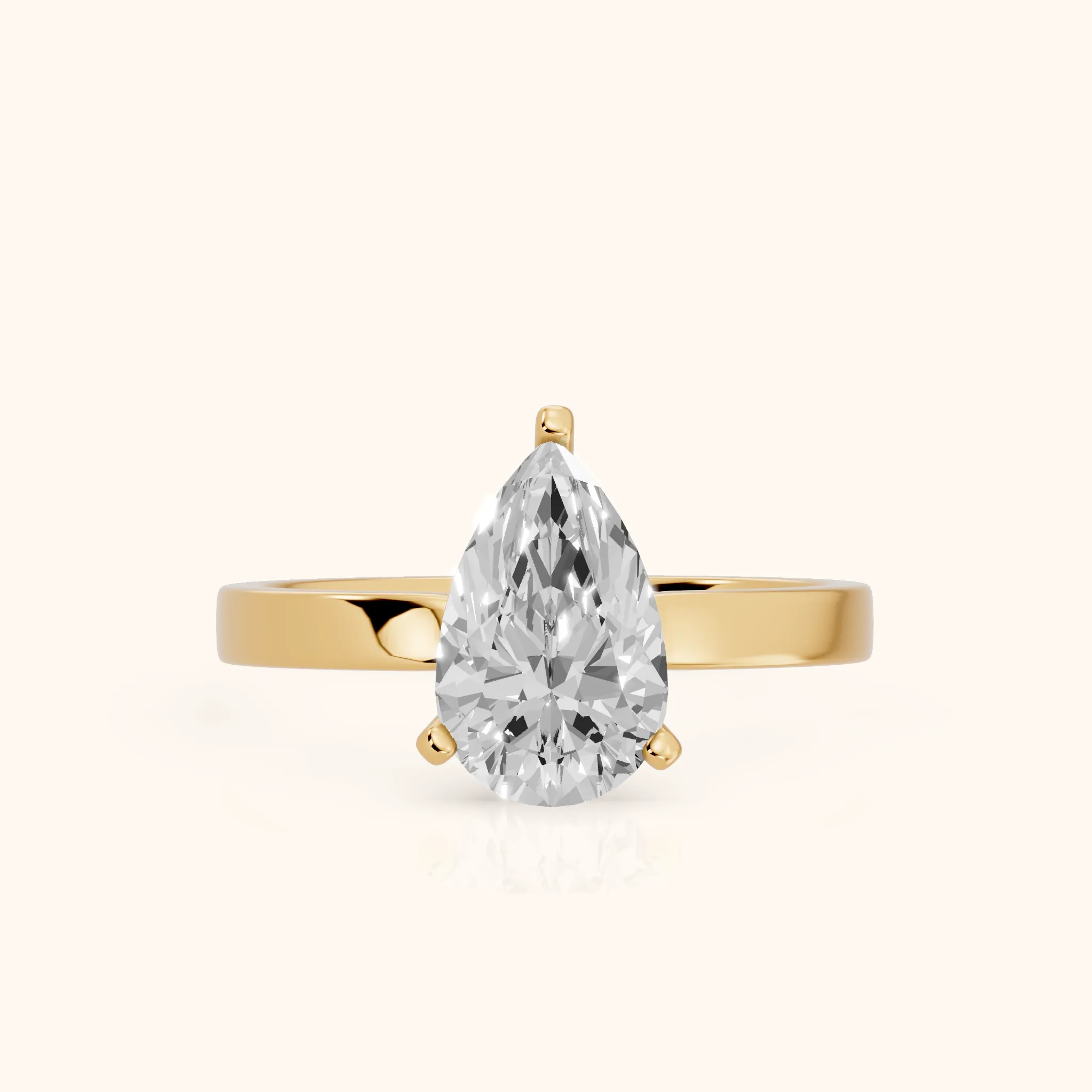 Delia Solitaire Pear Diamond Engagement Ring in Yellow Gold — view 1