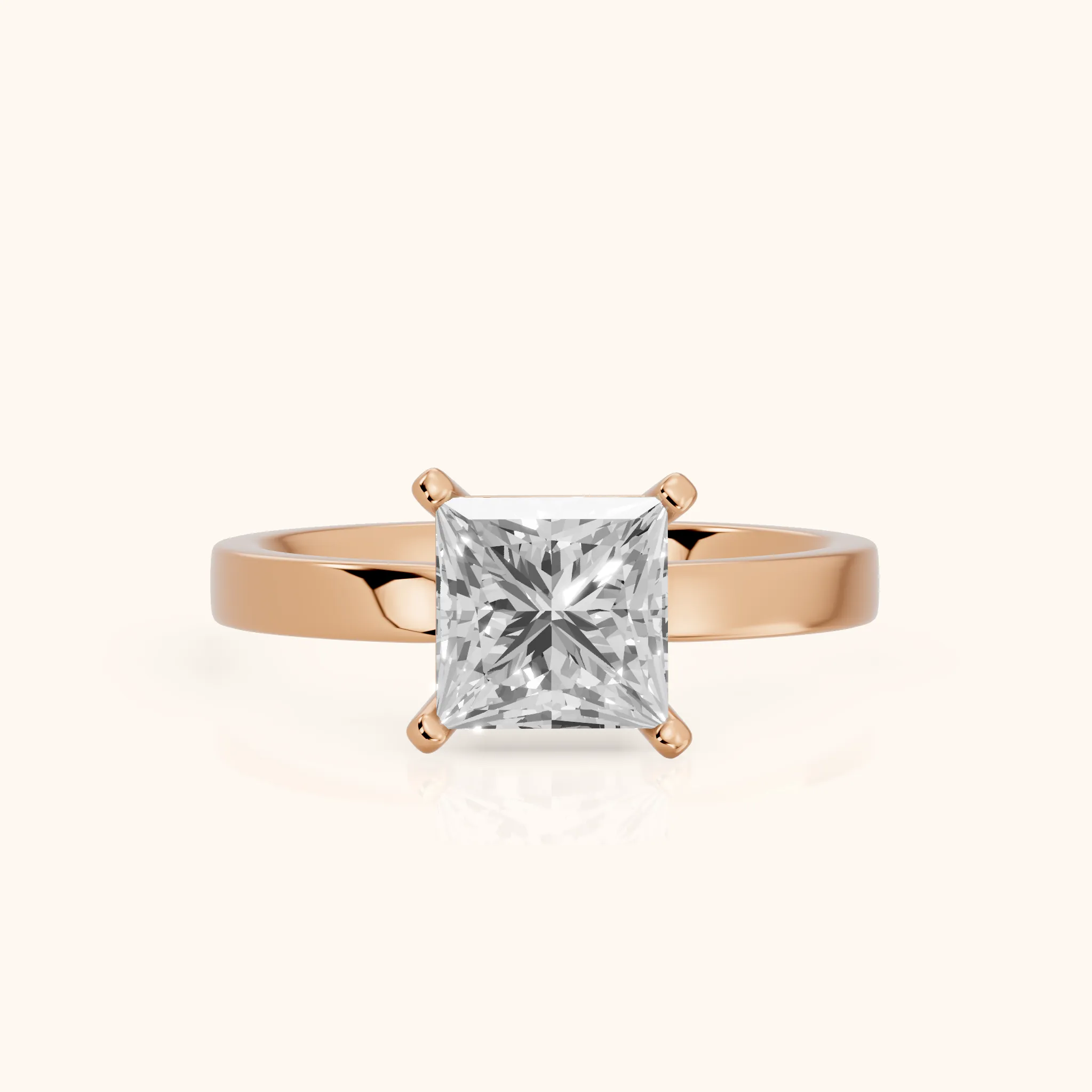 Delia Solitaire Princess Diamond Engagement Ring in Rose Gold — view 1