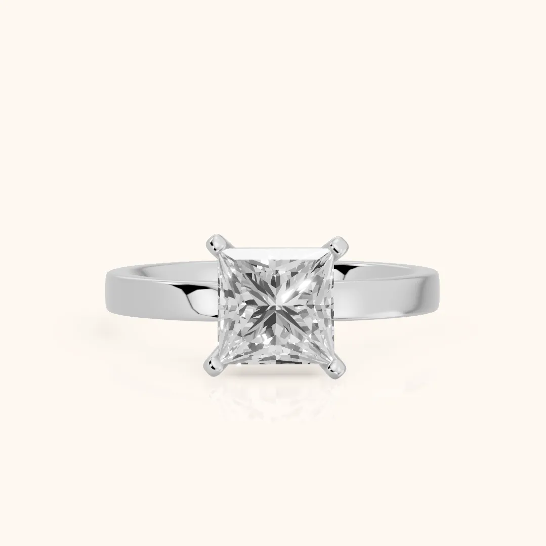Delia Solitaire Princess Diamond Engagement Ring in Silver — view 2