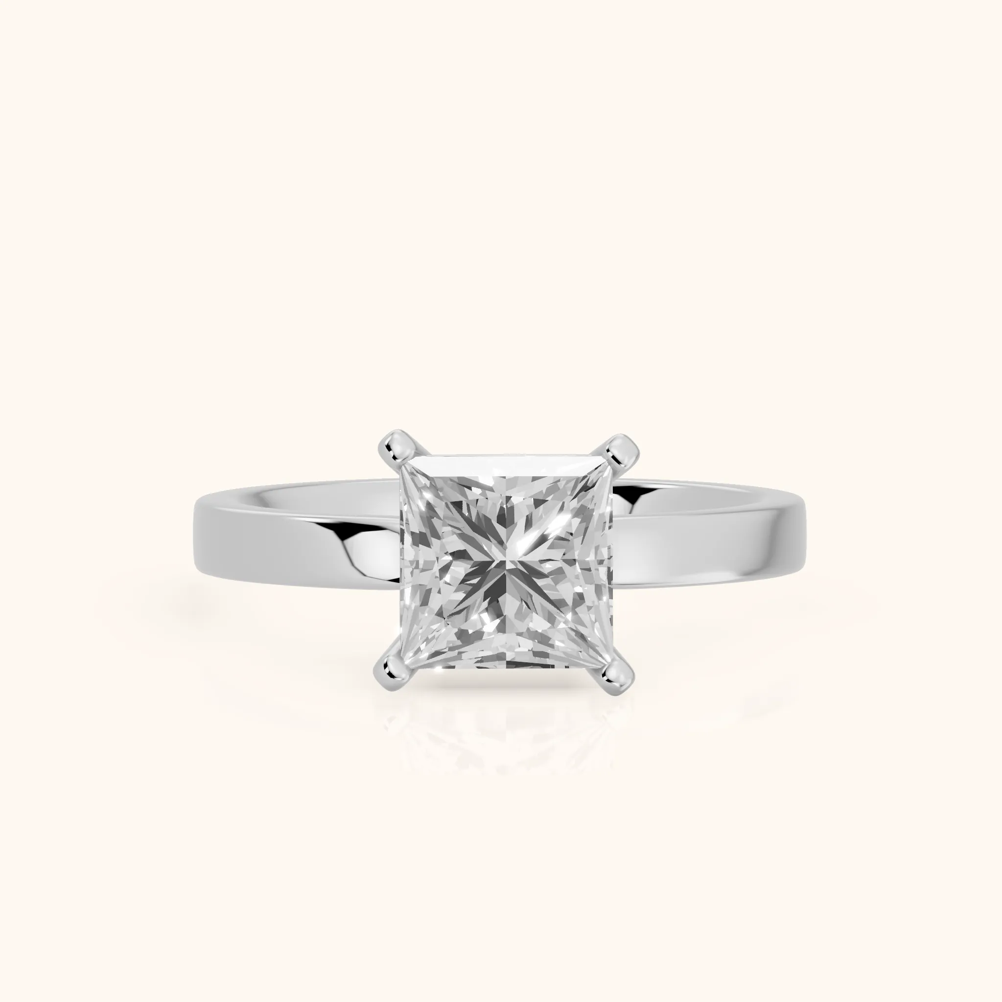 Delia Solitaire Princess Diamond Engagement Ring in Silver — view 1