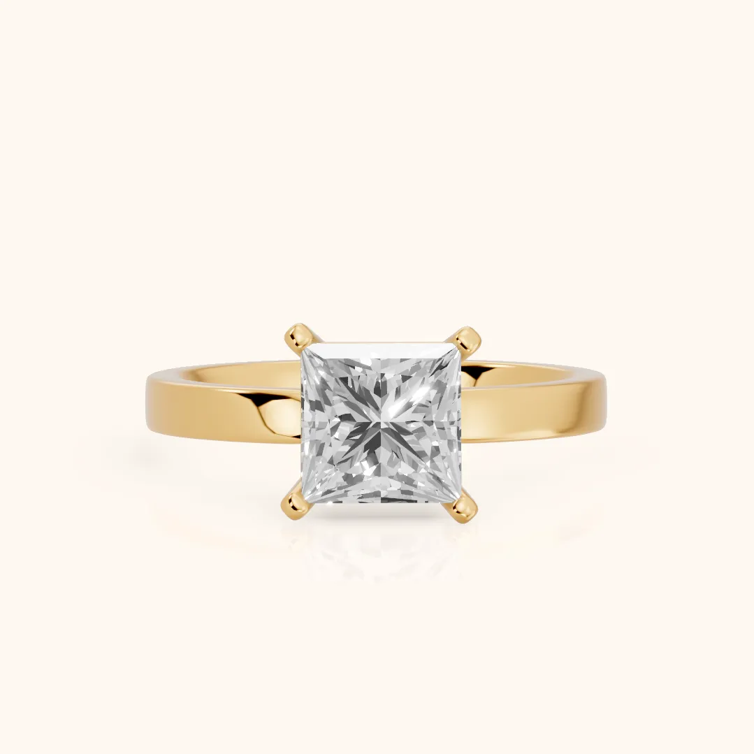 Delia Solitaire Princess Diamond Engagement Ring in Yellow Gold — view 2