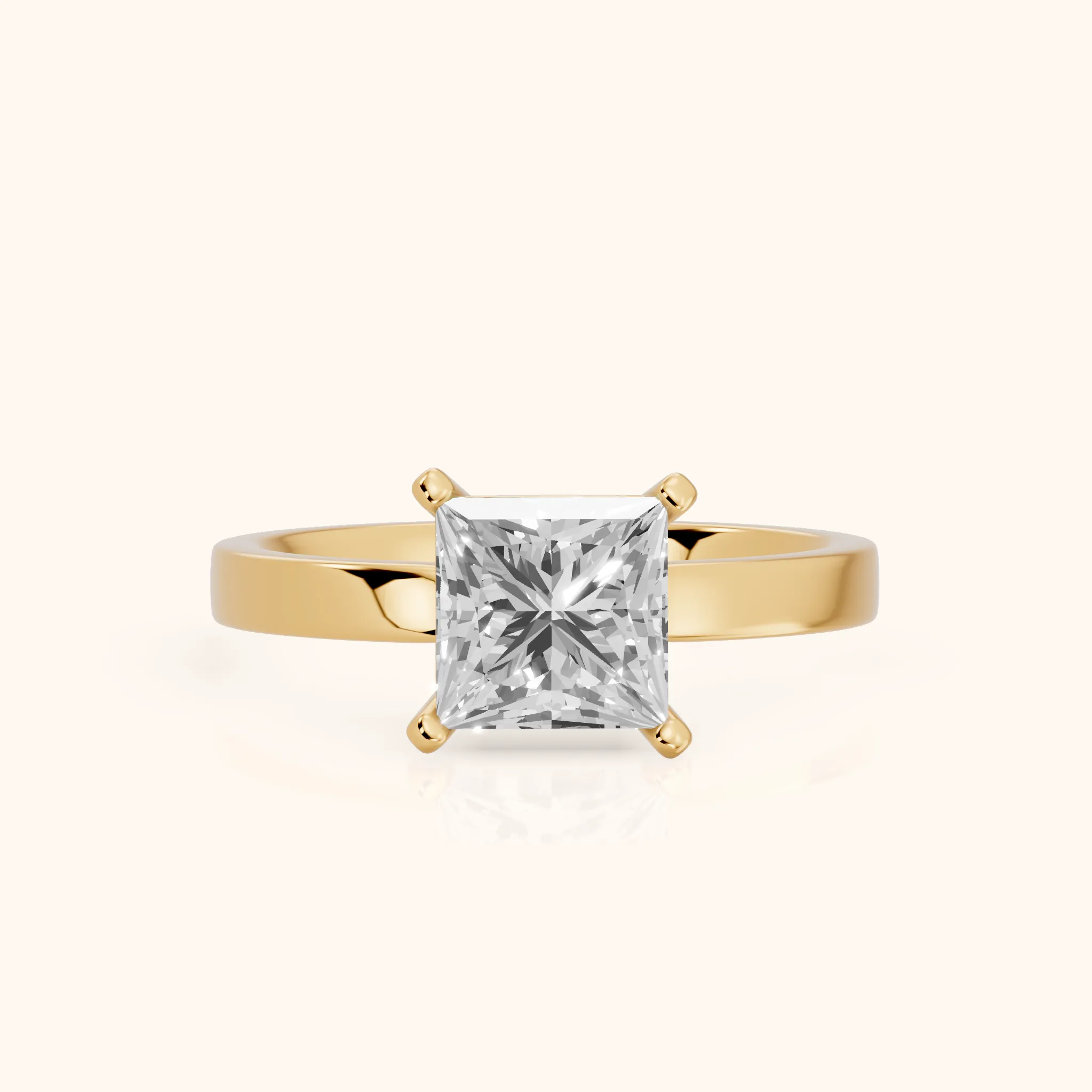 Delia Solitaire Princess Diamond Engagement Ring in Yellow Gold — view 1