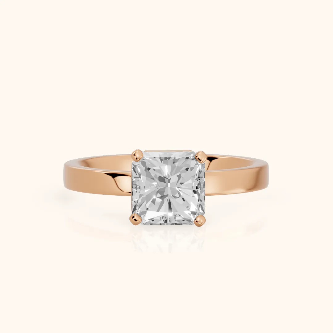 Delia Solitaire Radiant Diamond Engagement Ring in Rose Gold — view 2