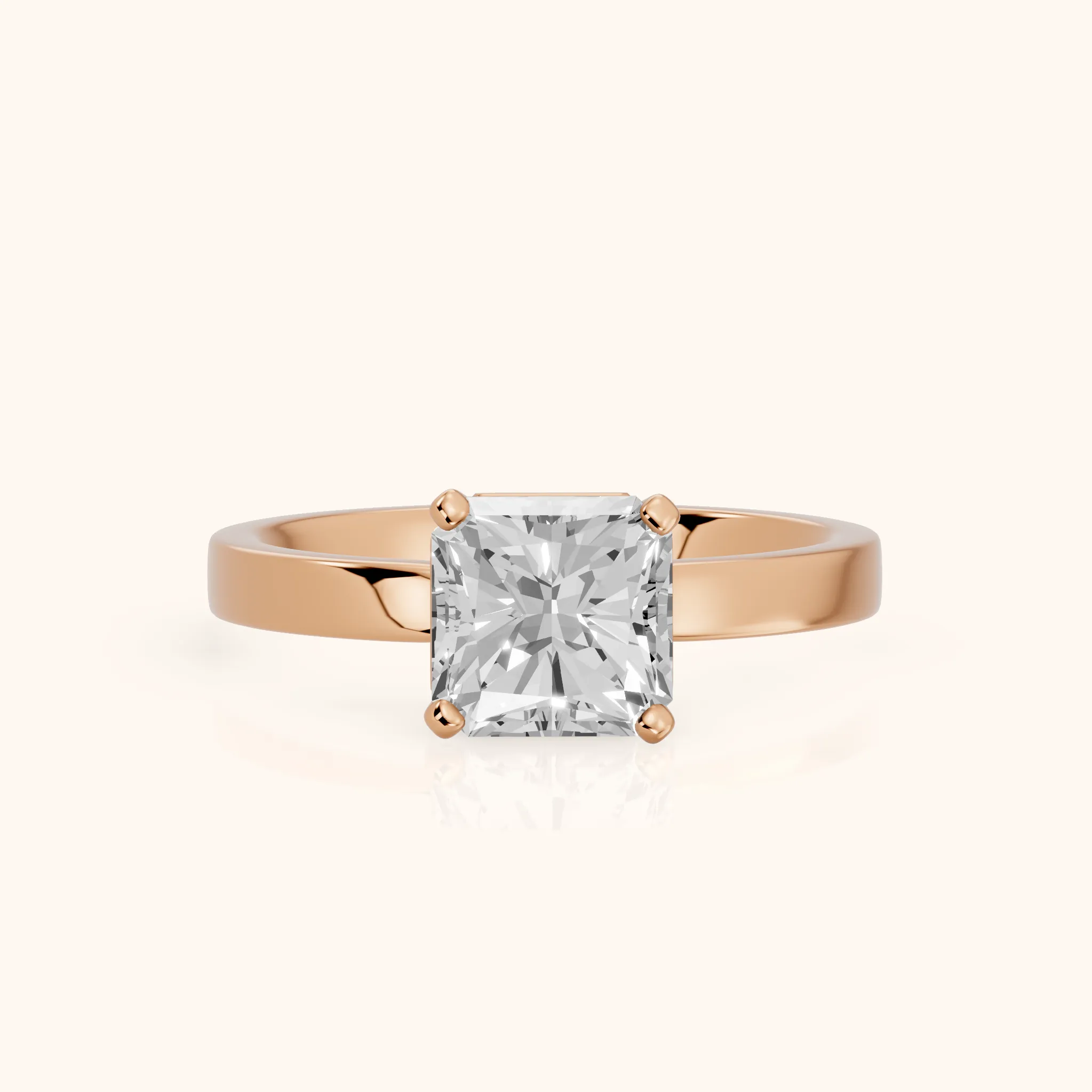 Delia Solitaire Radiant Diamond Engagement Ring in Rose Gold — view 1