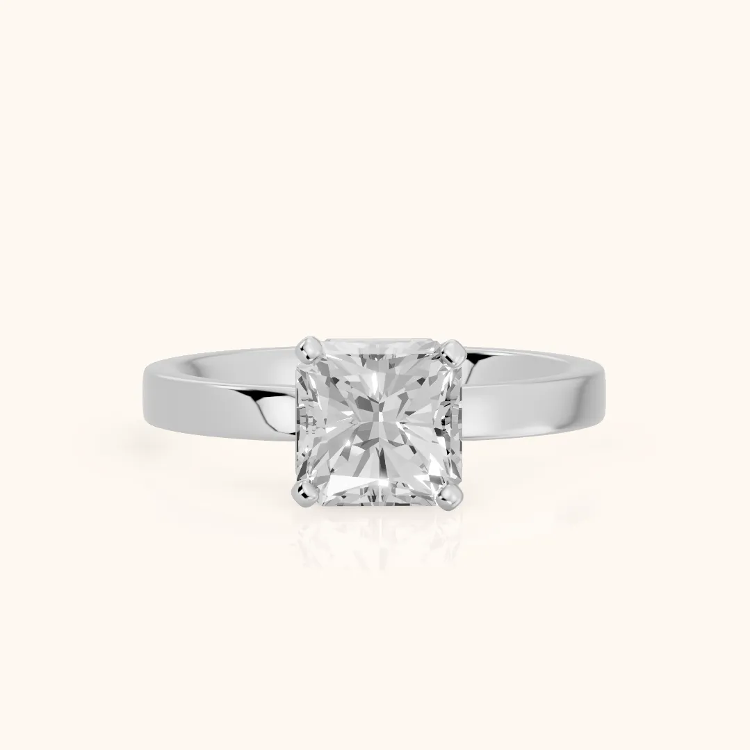 Delia Solitaire Radiant Diamond Engagement Ring in Silver — view 2