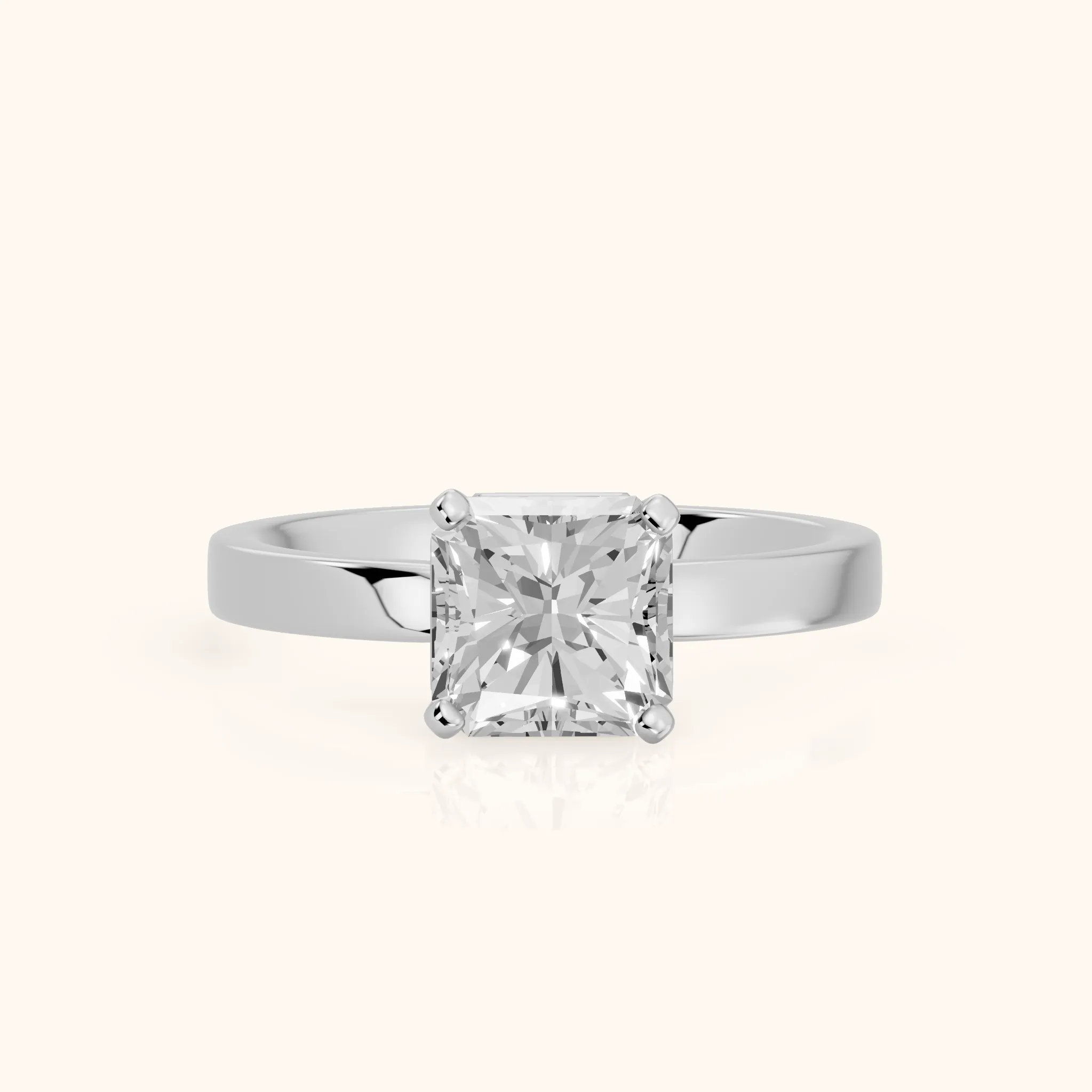 Delia Solitaire Radiant Diamond Engagement Ring in Silver — view 1