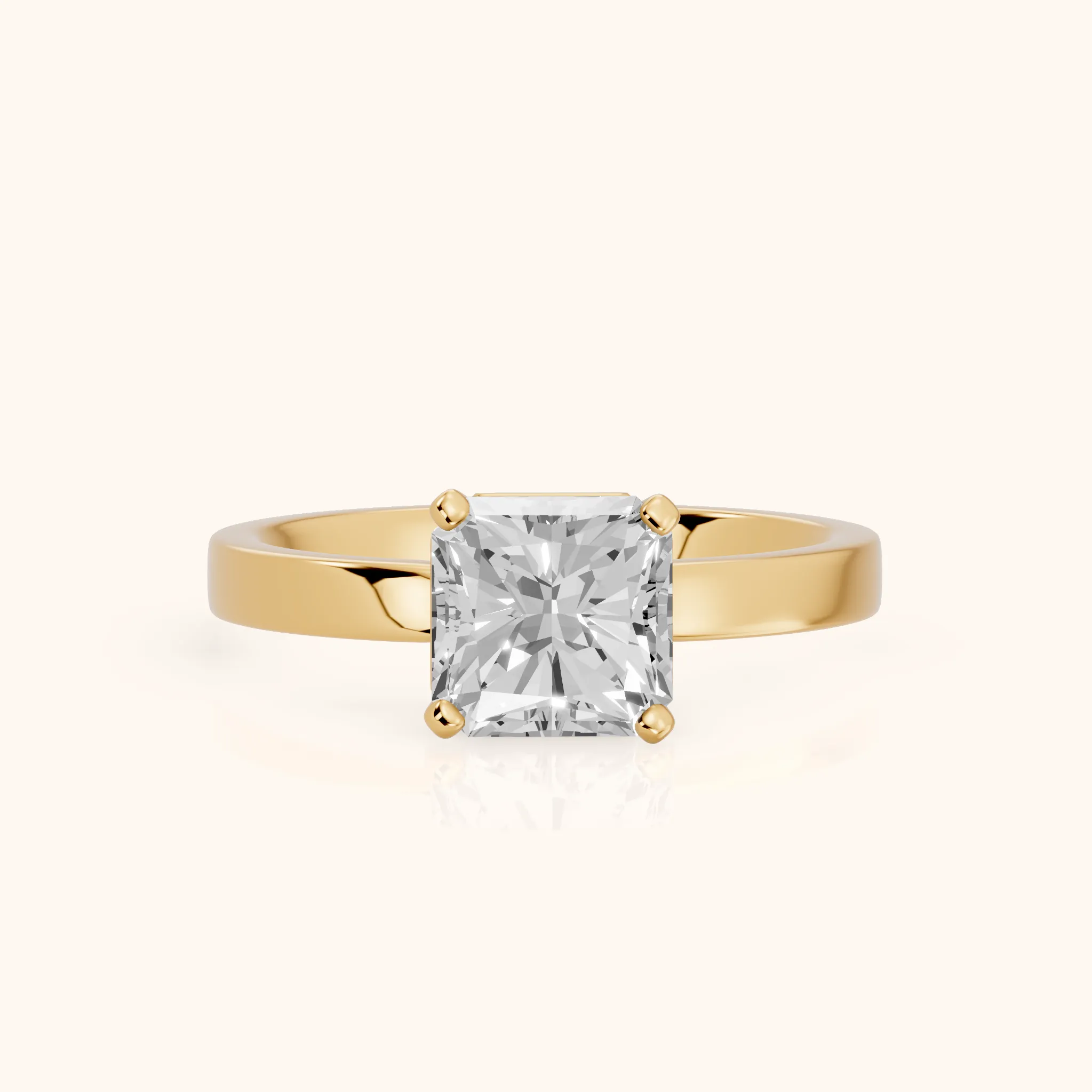 Delia Solitaire Radiant Diamond Engagement Ring in Yellow Gold — view 1