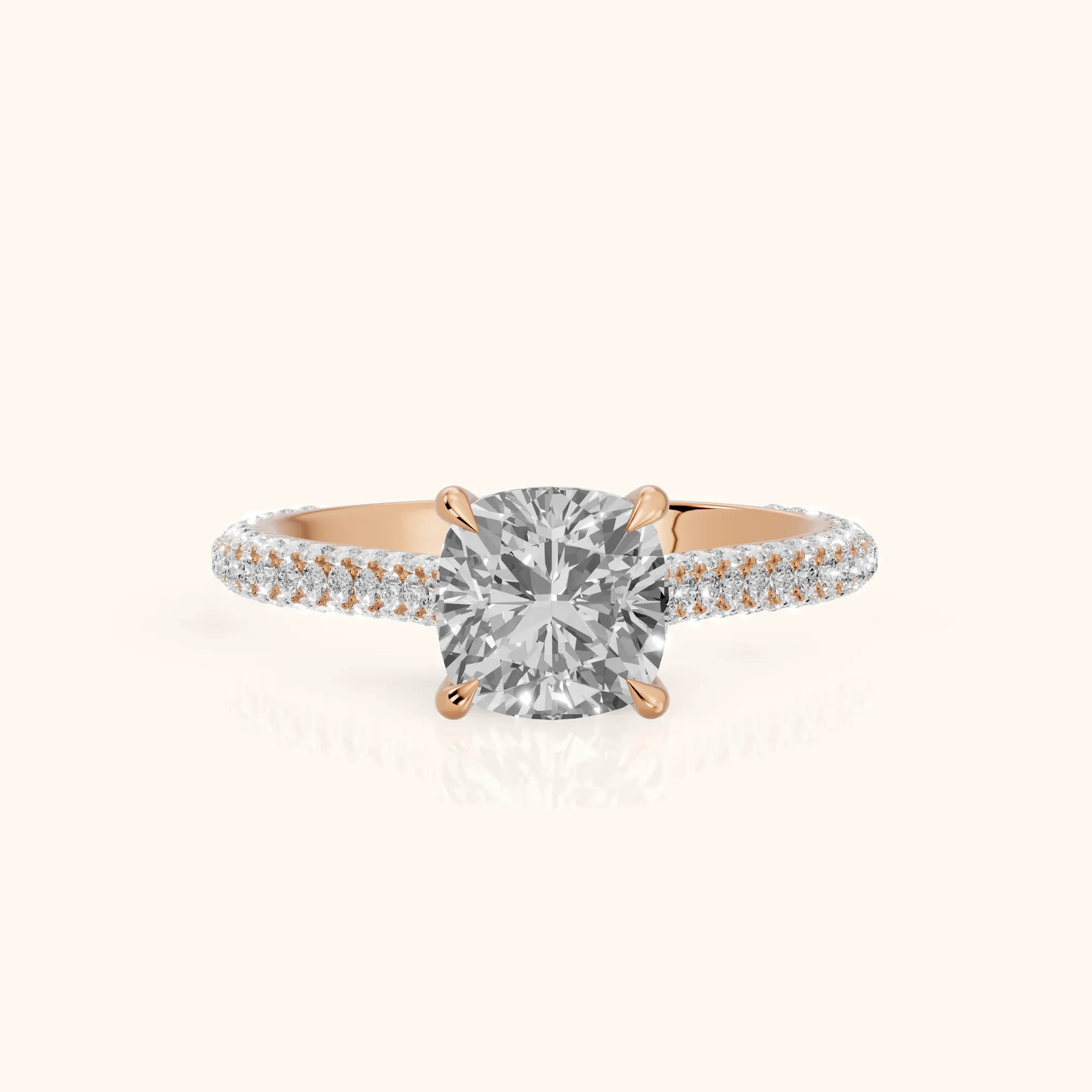 Della Hidden Halo Pavé Cushion Diamond Engagement Ring in Rose Gold — view 1