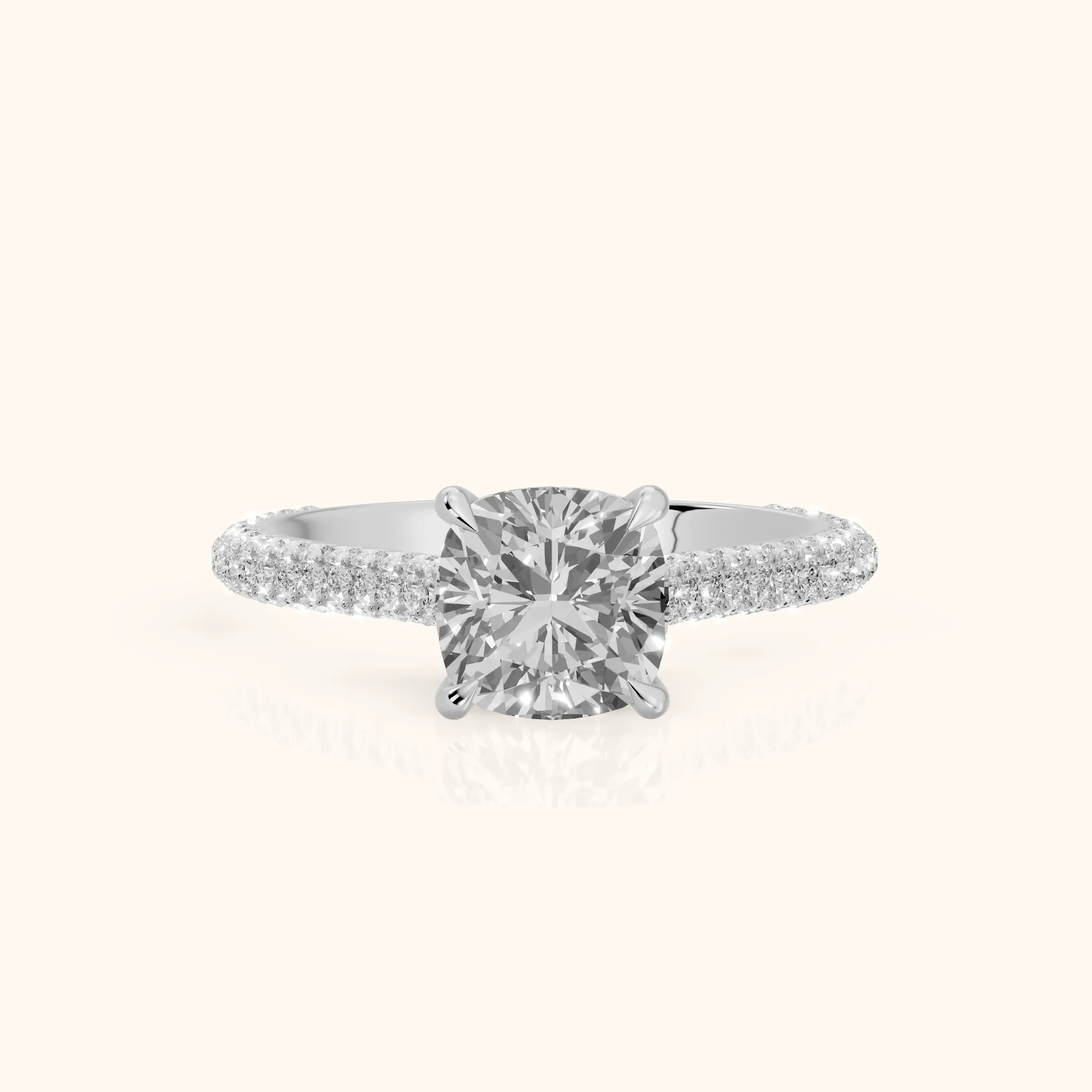 Della Hidden Halo Pavé Cushion Diamond Engagement Ring in Silver — view 1