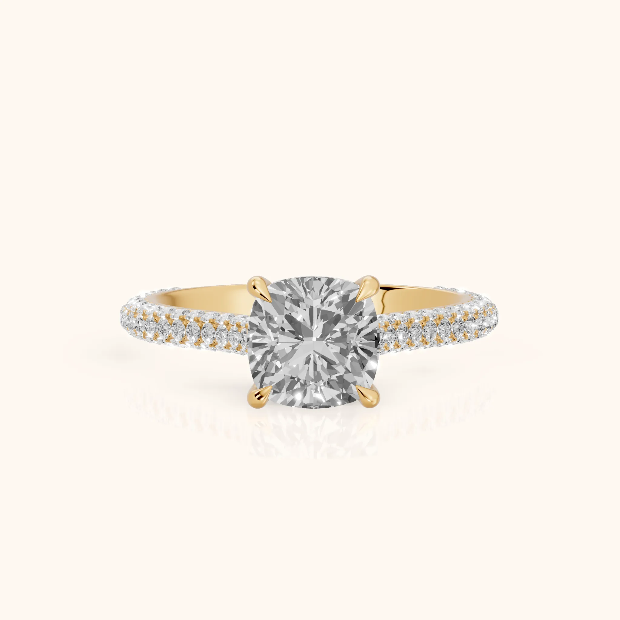 Della Hidden Halo Pavé Cushion Diamond Engagement Ring in Yellow Gold — view 1