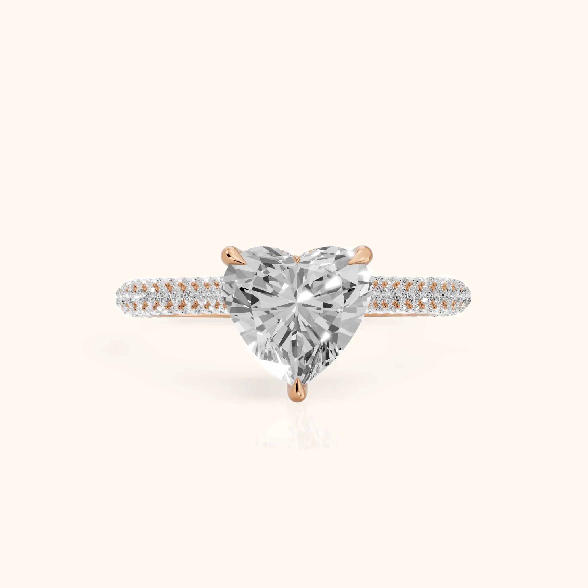Della Hidden Halo Pavé Heart Diamond Engagement Ring in Rose Gold — view 1