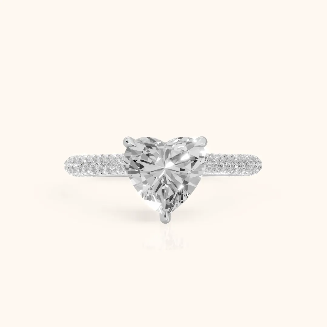 Della Hidden Halo Pavé Heart Diamond Engagement Ring in Silver — view 2