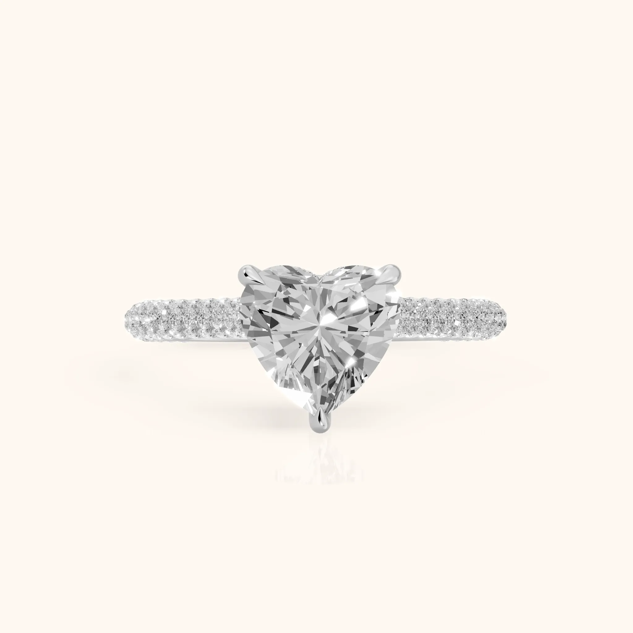 Della Hidden Halo Pavé Heart Diamond Engagement Ring in Silver — view 1