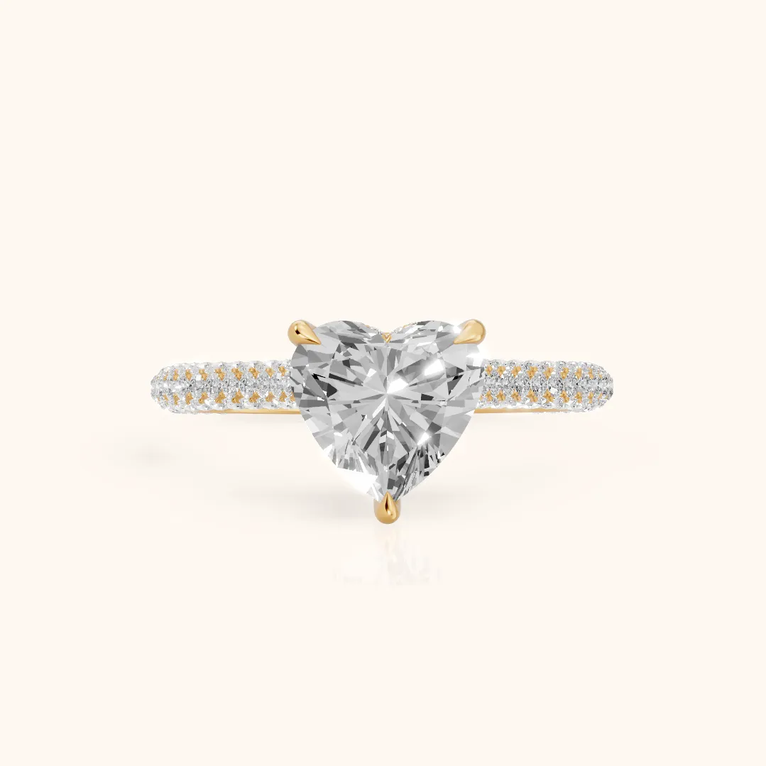 Della Hidden Halo Pavé Heart Diamond Engagement Ring in Yellow Gold — view 2