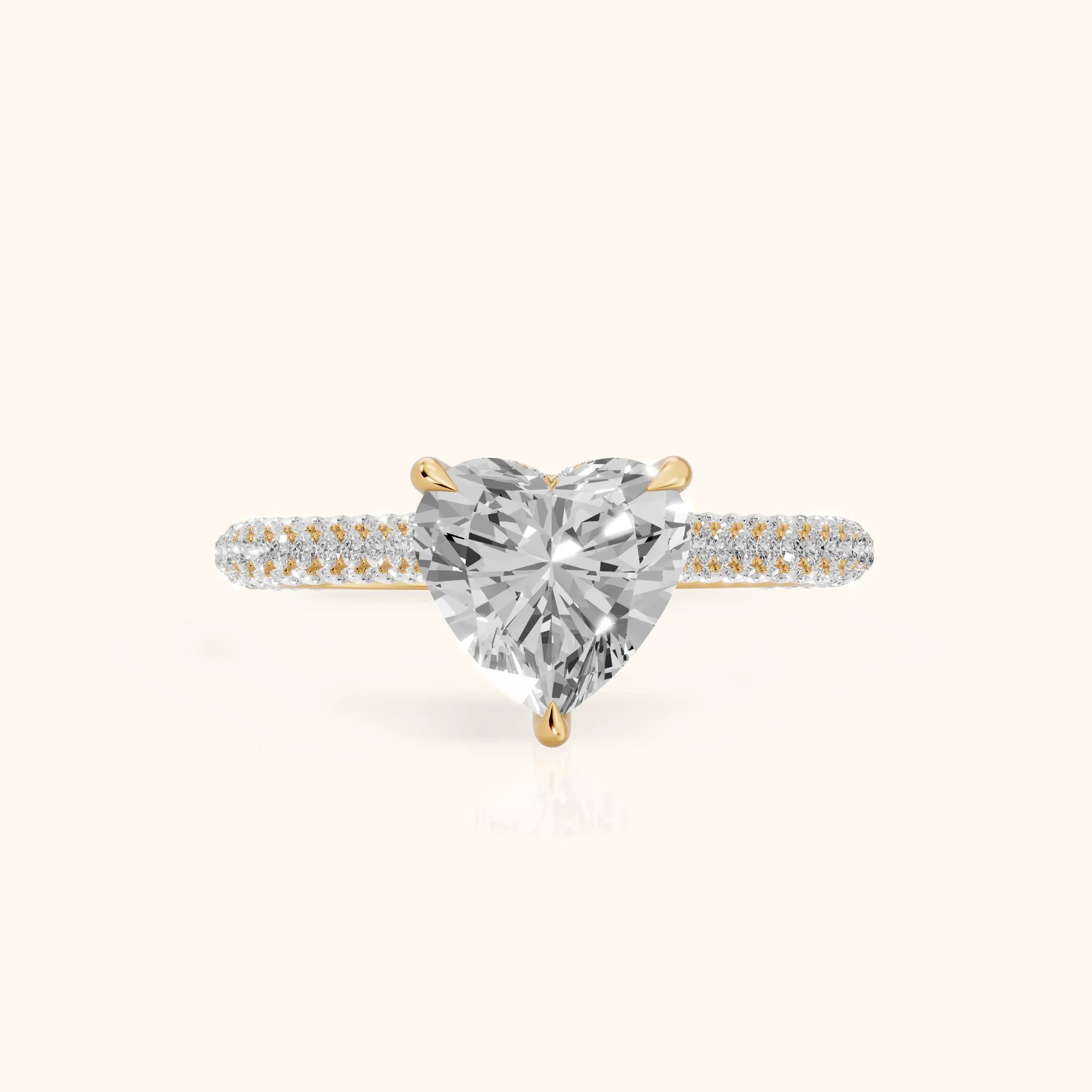 Della Hidden Halo Pavé Heart Diamond Engagement Ring in Yellow Gold — view 1