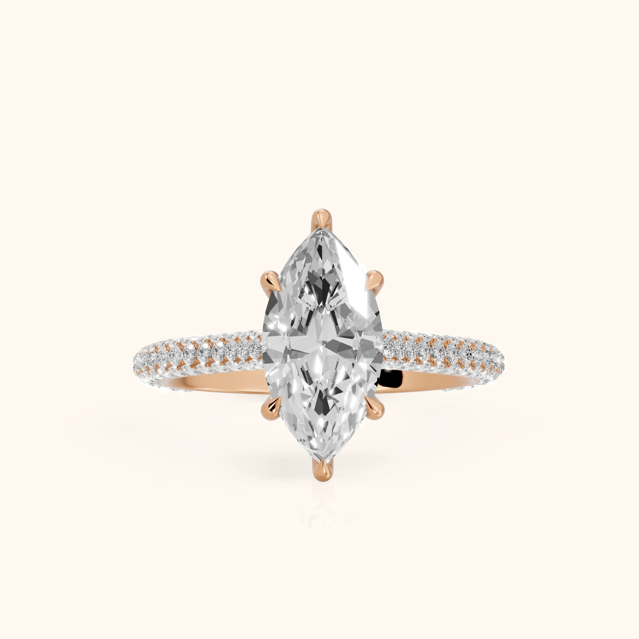 Della Hidden Halo Pavé Marquise Diamond Engagement Ring in Rose Gold — view 1