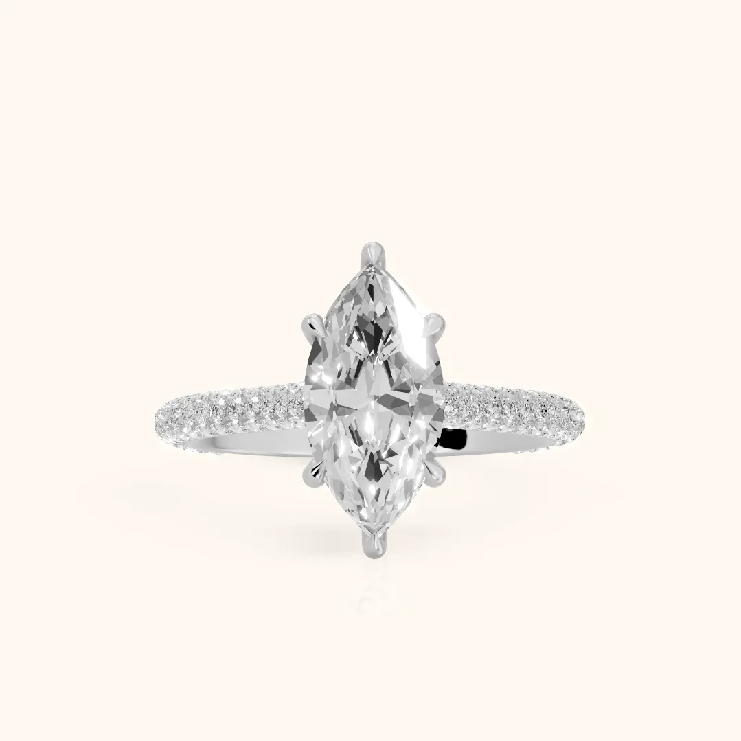 Della Hidden Halo Pavé Marquise Diamond Engagement Ring in Silver — view 2