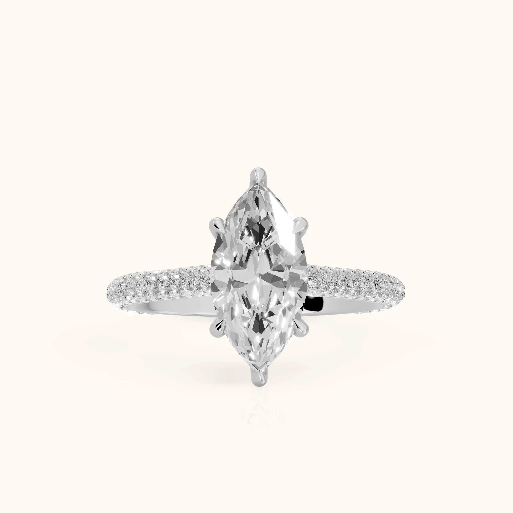 Della Hidden Halo Pavé Marquise Diamond Engagement Ring in Silver — view 1