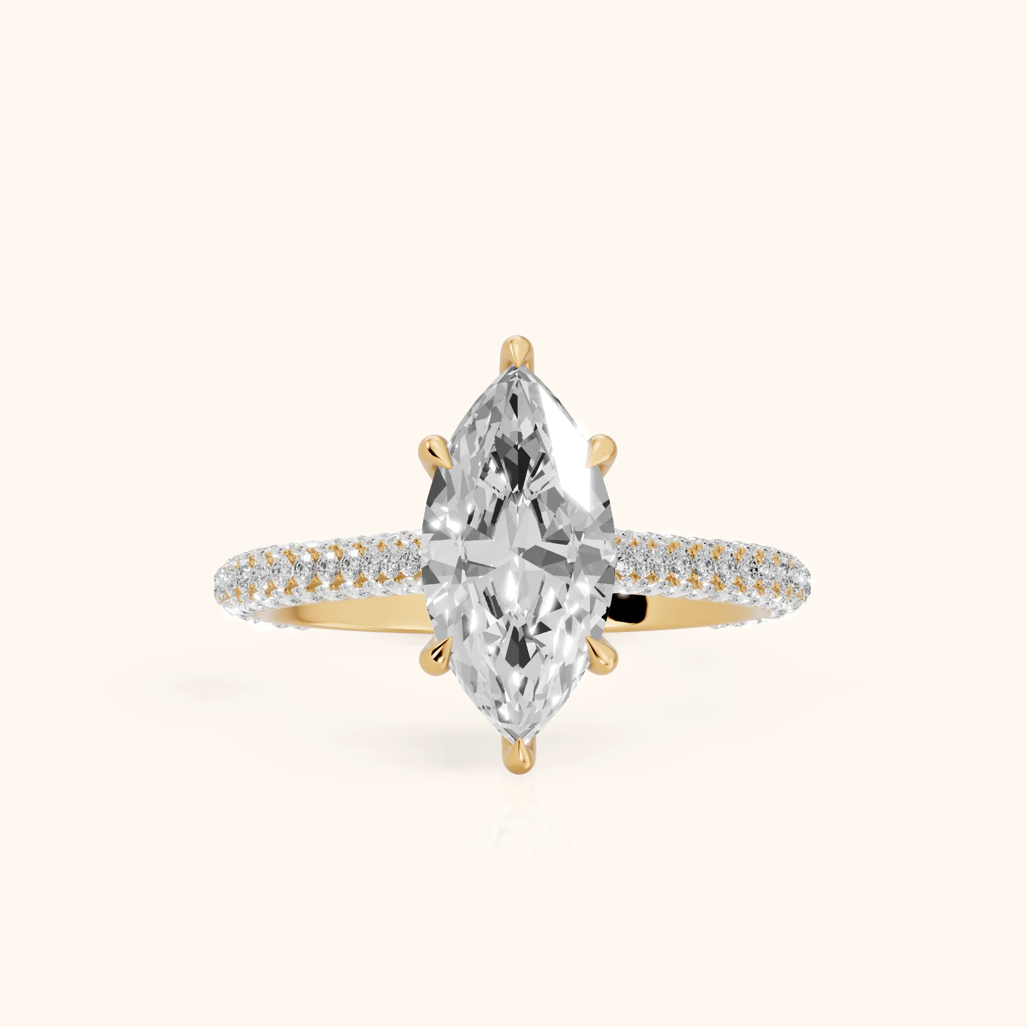 Della Hidden Halo Pavé Marquise Diamond Engagement Ring in Yellow Gold — view 1