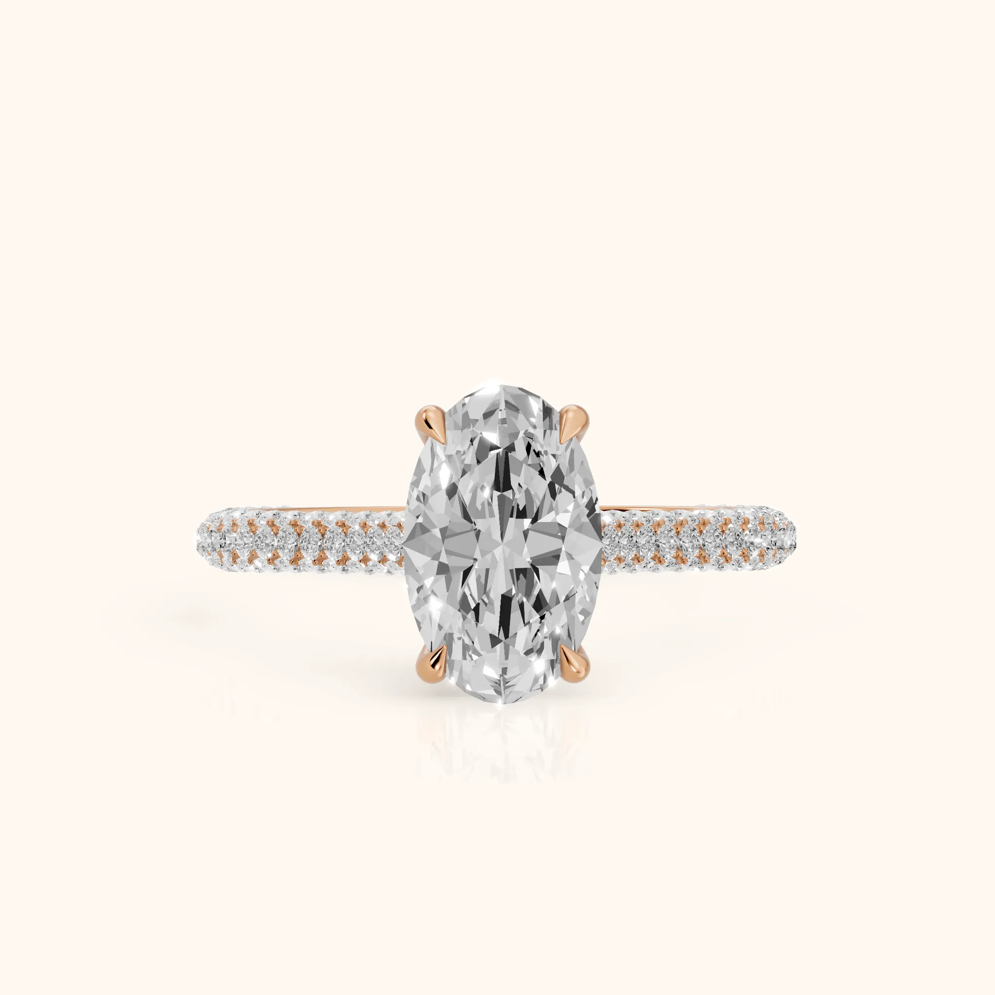 Della Hidden Halo Pavé Oval Diamond Engagement Ring in Rose Gold — view 1