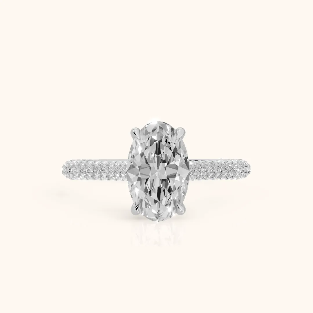 Della Hidden Halo Pavé Oval Diamond Engagement Ring in Silver — view 2