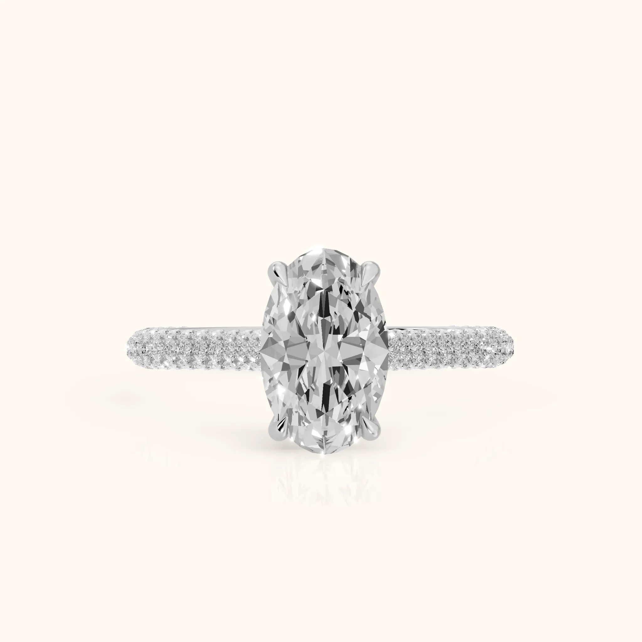 Della Hidden Halo Pavé Oval Diamond Engagement Ring in Silver — view 1