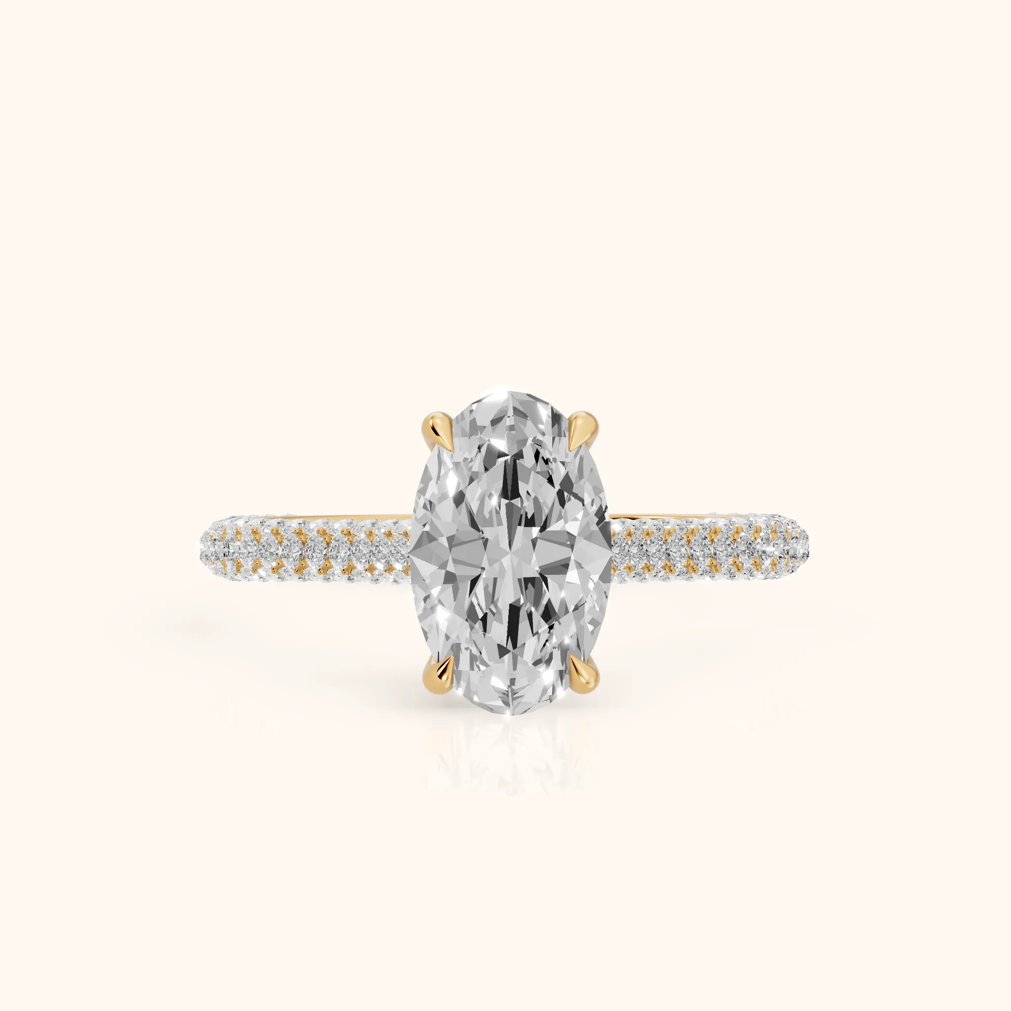 Della Hidden Halo Pavé Oval Diamond Engagement Ring in Yellow Gold — view 1