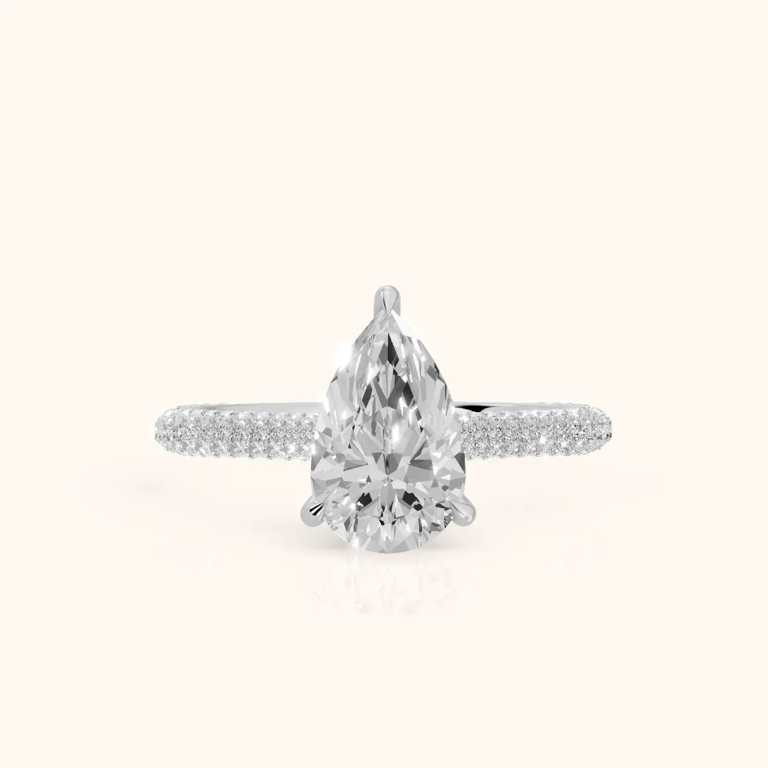 Della Hidden Halo Pavé Pear Diamond Engagement Ring in Silver — view 2