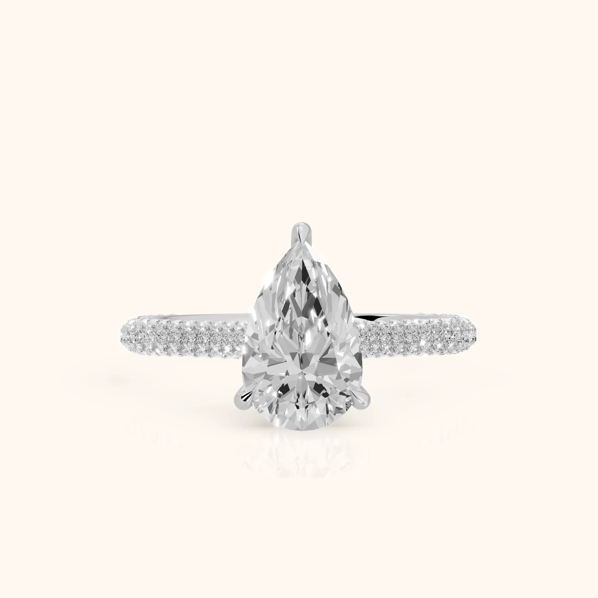Della Hidden Halo Pavé Pear Diamond Engagement Ring in Silver — view 1
