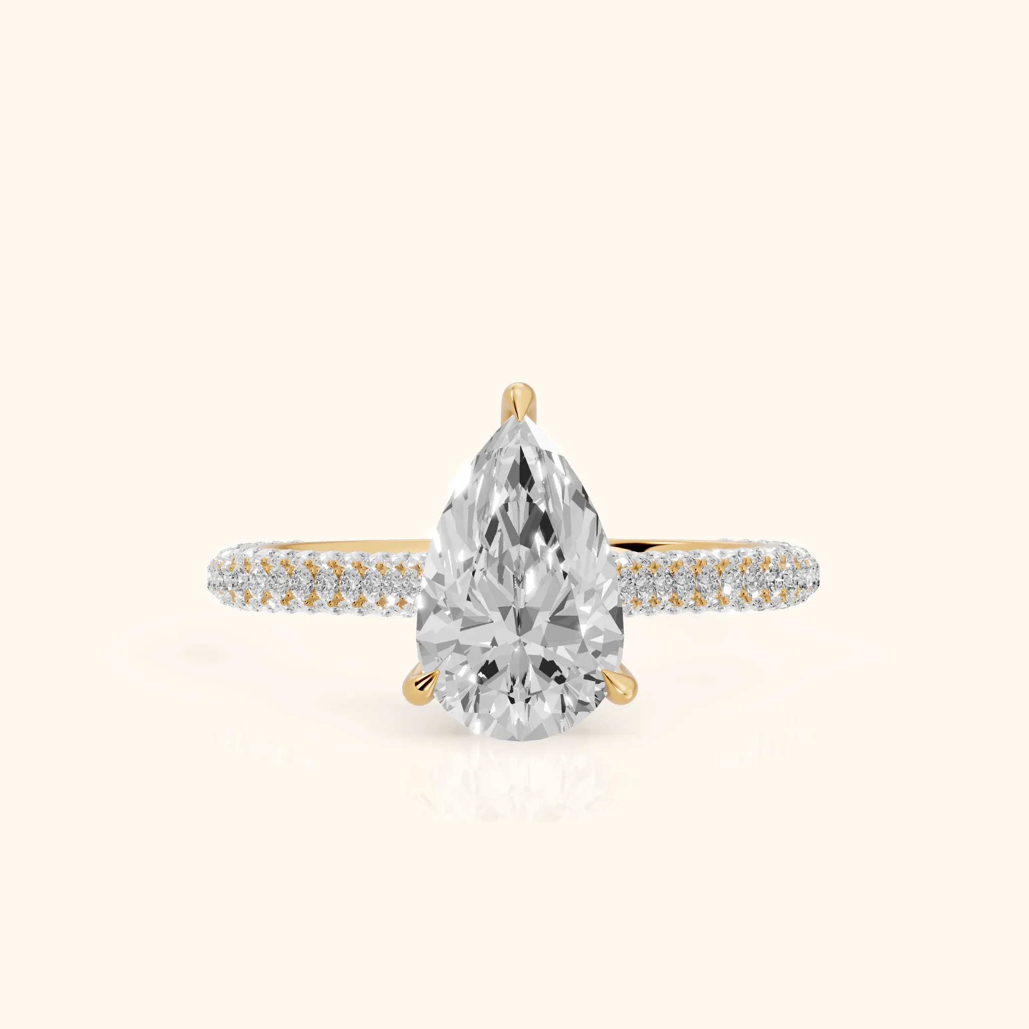 Della Hidden Halo Pavé Pear Diamond Engagement Ring in Yellow Gold — view 1