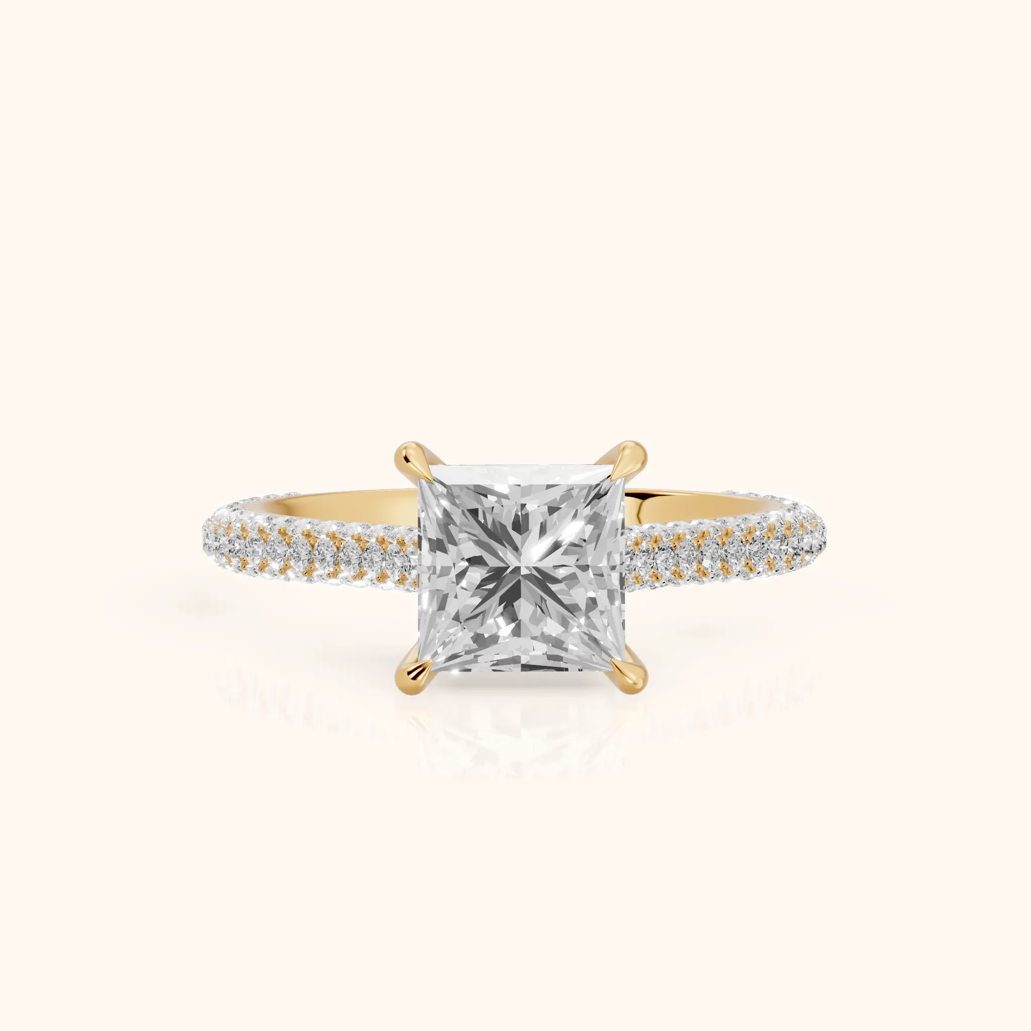 Della Hidden Halo Pavé Princess Diamond Engagement Ring in Yellow Gold — view 1