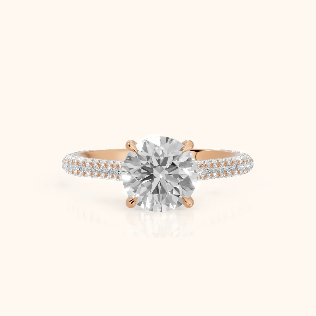 Della Hidden Halo Pavé Round Diamond Engagement Ring in Rose Gold — view 2