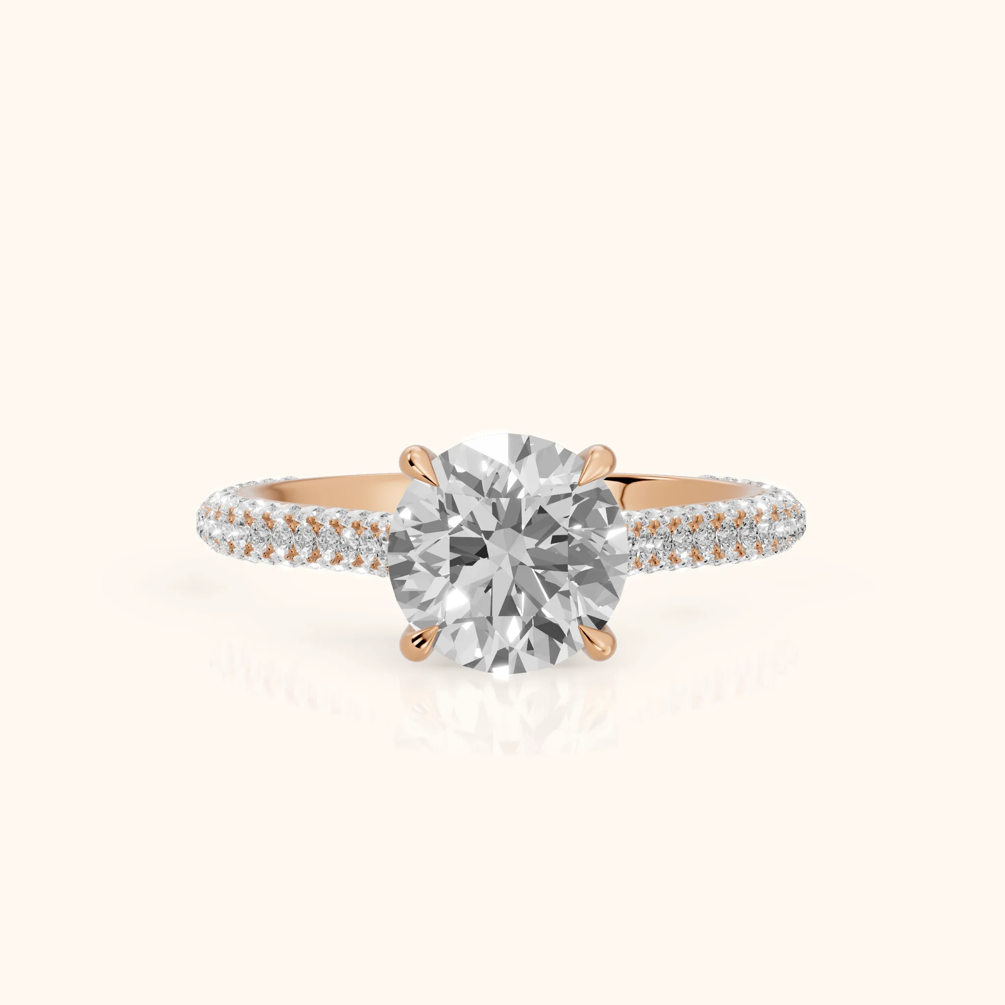Della Hidden Halo Pavé Round Diamond Engagement Ring in Rose Gold — view 1