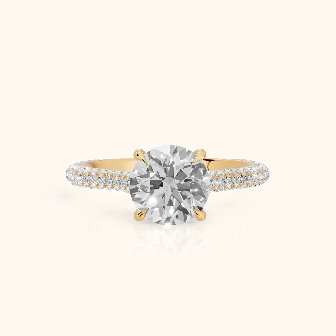 Della Hidden Halo Pavé Round Diamond Engagement Ring in Yellow Gold — view 2