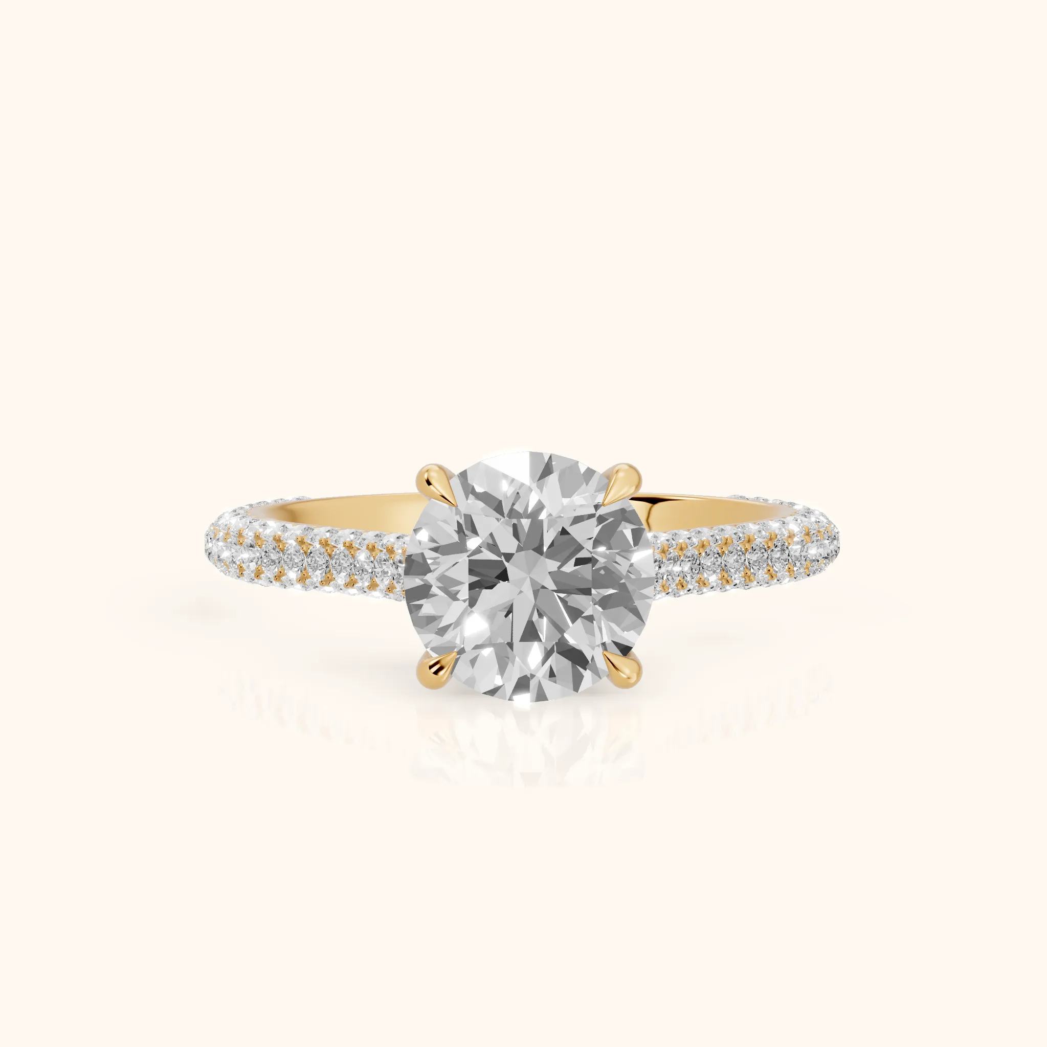 Della Hidden Halo Pavé Round Diamond Engagement Ring in Yellow Gold — view 1