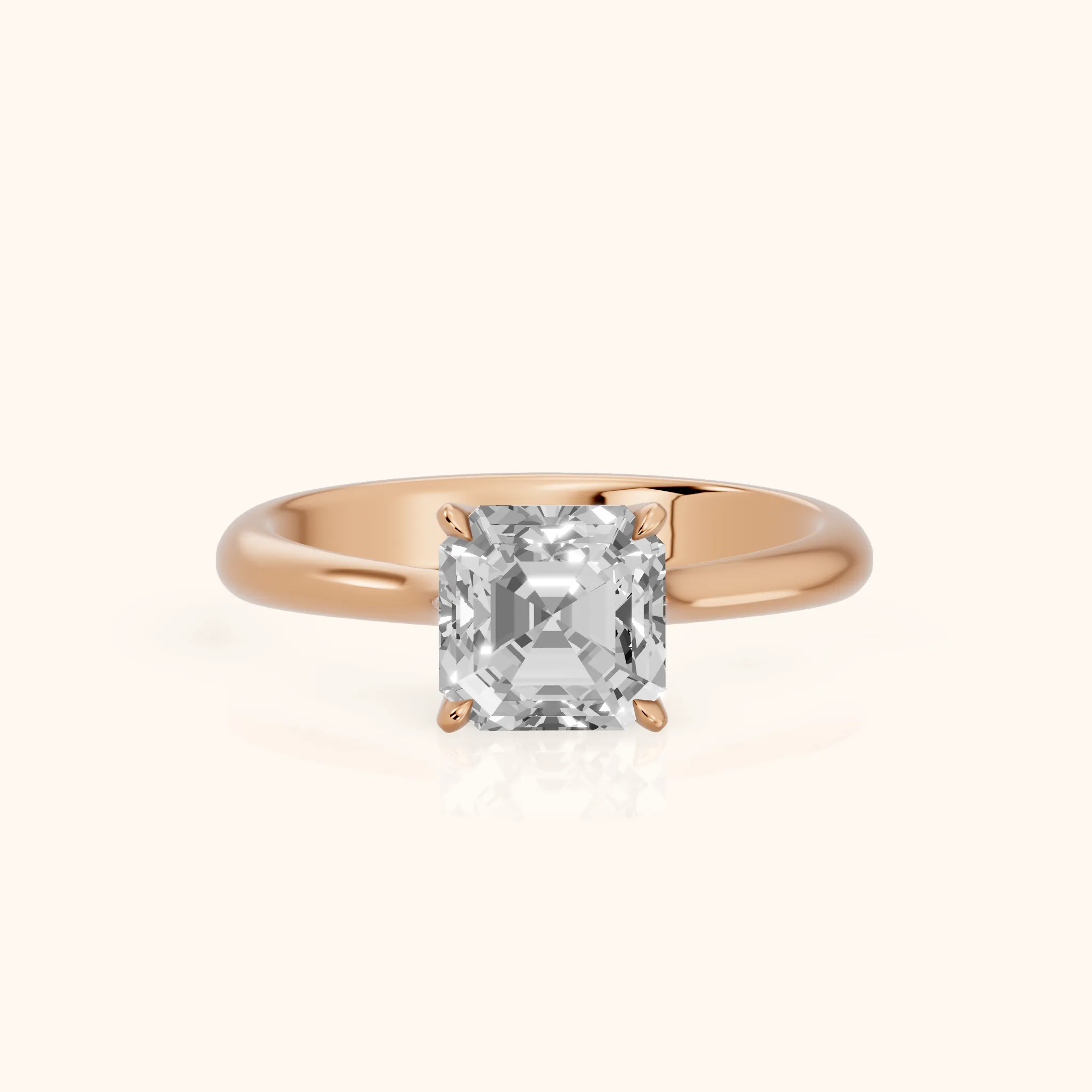 Evie Solitaire Six-Prong Asscher Diamond Engagement Ring in Rose Gold — view 1
