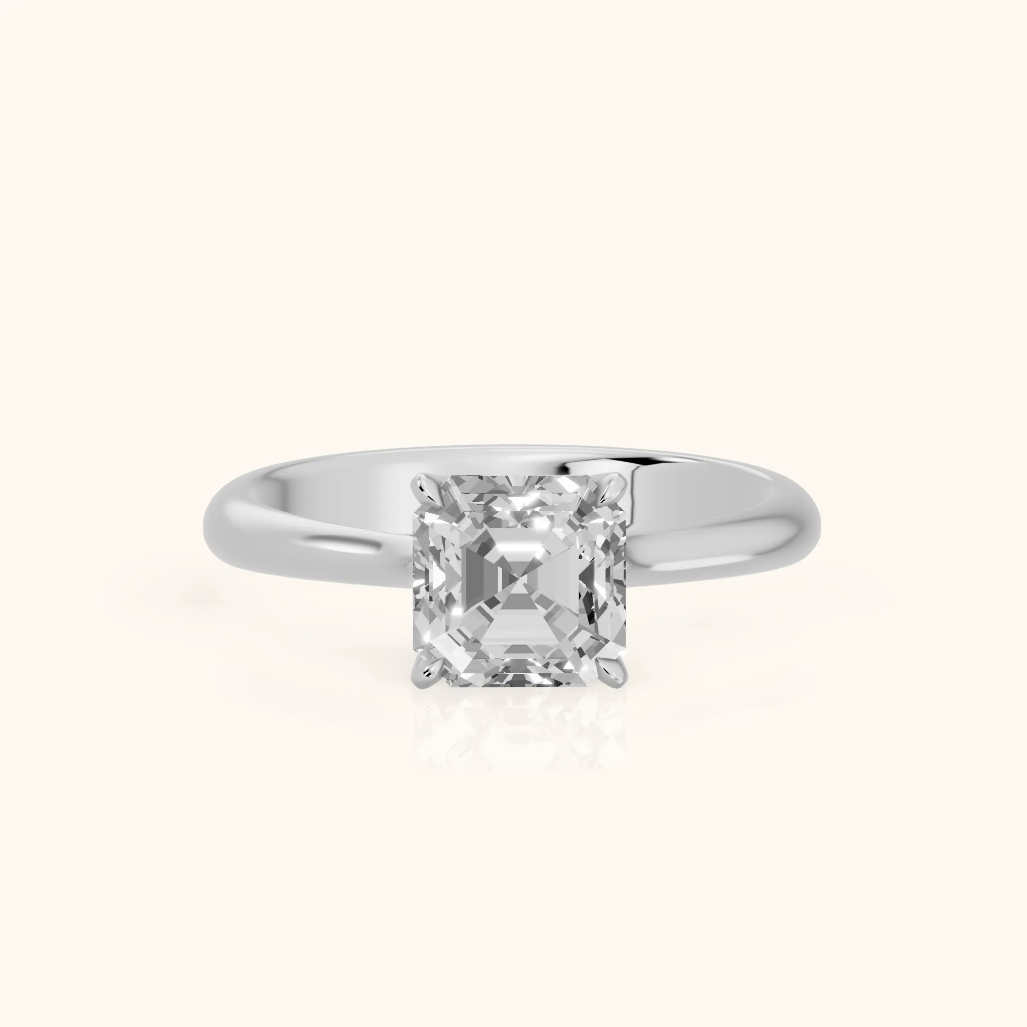 Evie Solitaire Six-Prong Asscher Diamond Engagement Ring in Silver — view 1