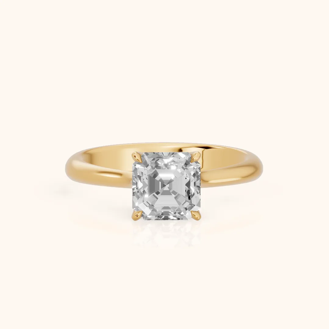 Evie Solitaire Six-Prong Asscher Diamond Engagement Ring in Yellow Gold — view 2