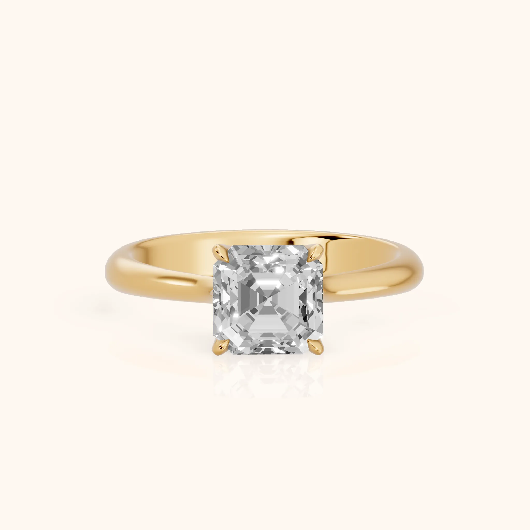 Evie Solitaire Six-Prong Asscher Diamond Engagement Ring in Yellow Gold — view 1