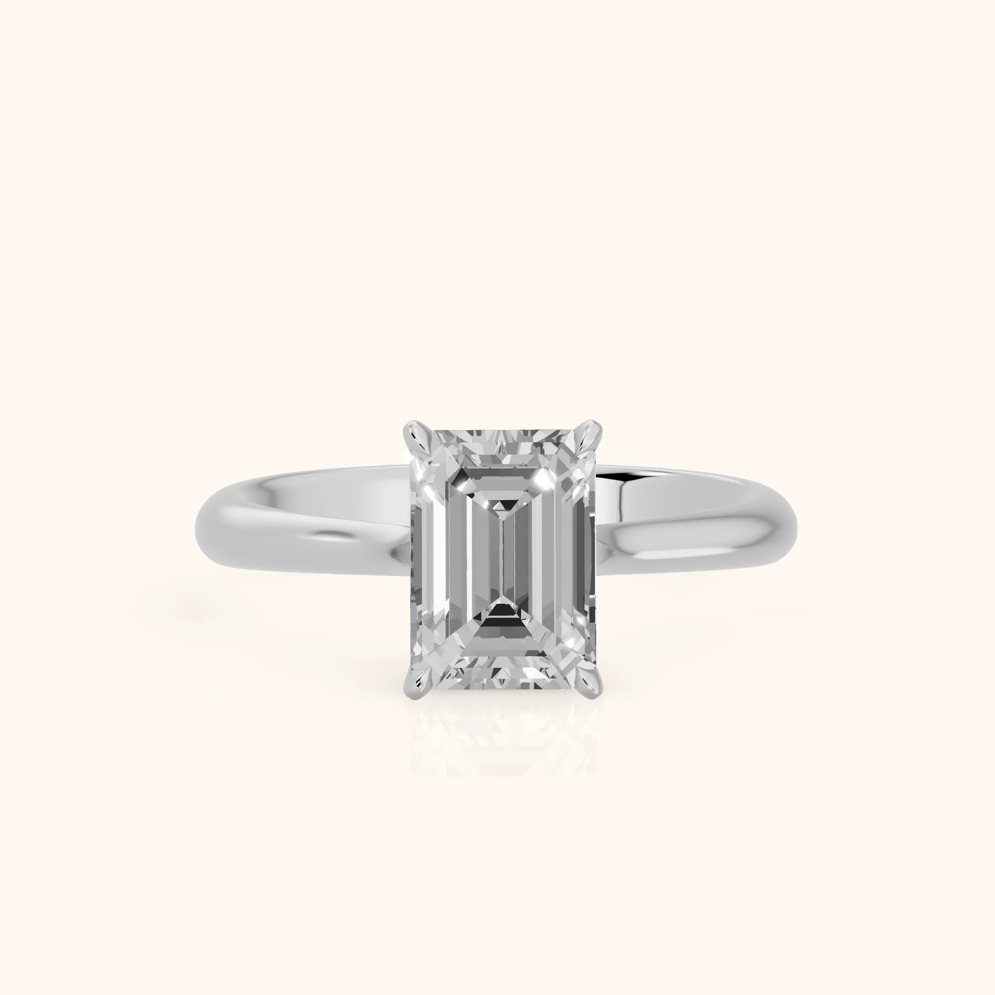 Evie Solitaire Six-Prong Emerald Diamond Engagement Ring in Platinum — view 1