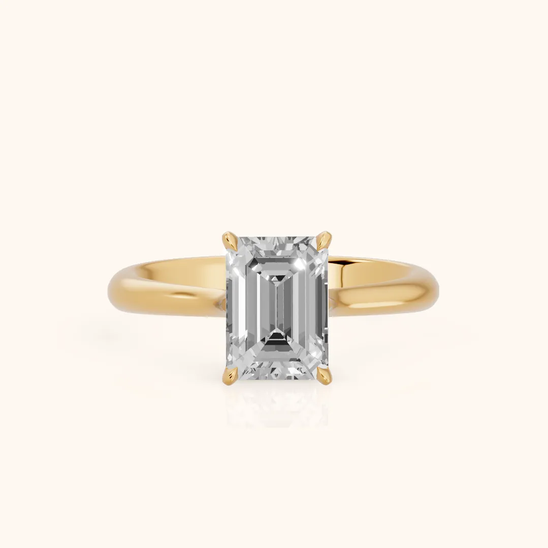 Evie Solitaire Six-Prong Emerald Diamond Engagement Ring in Yellow Gold — view 2