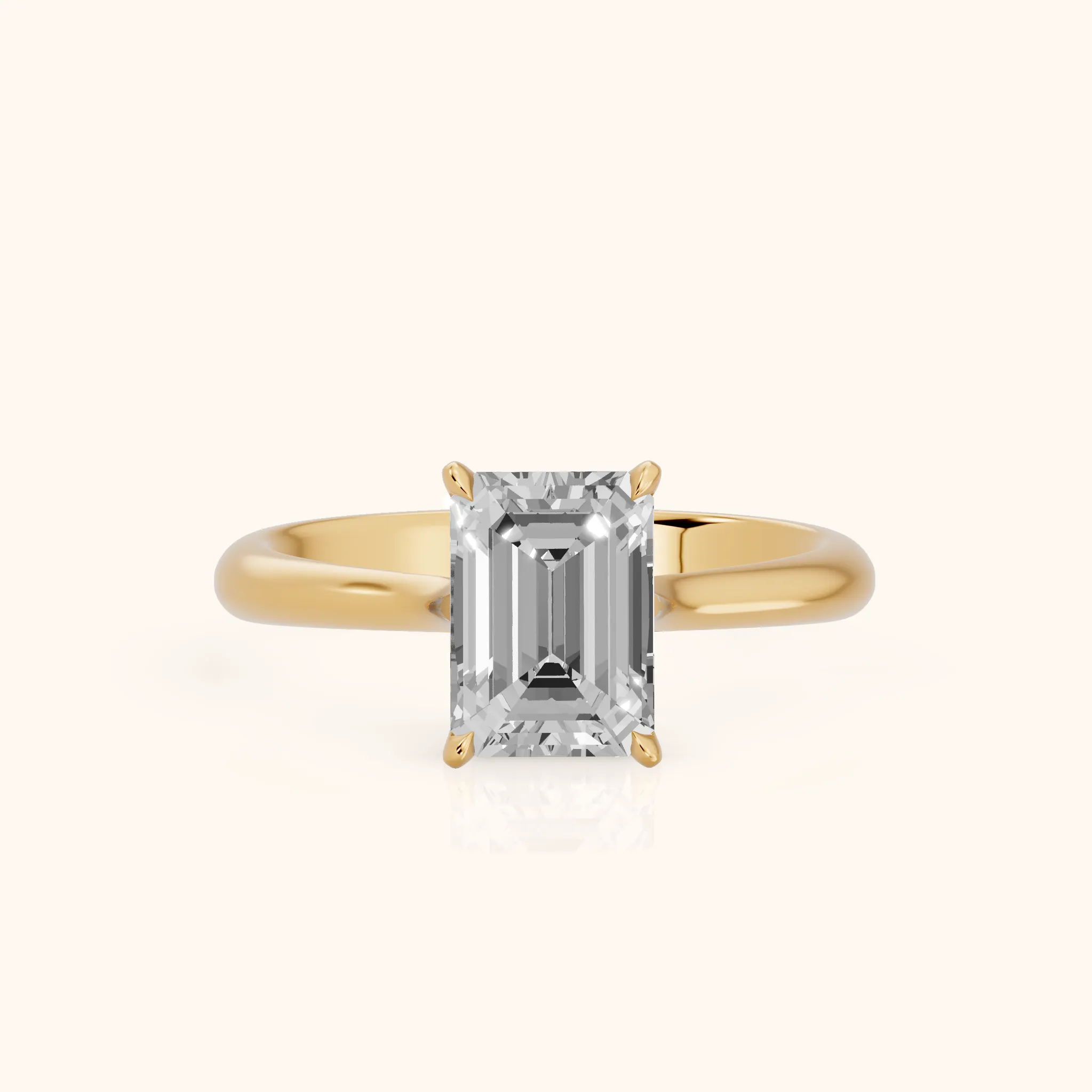 Evie Solitaire Six-Prong Emerald Diamond Engagement Ring in Yellow Gold — view 1