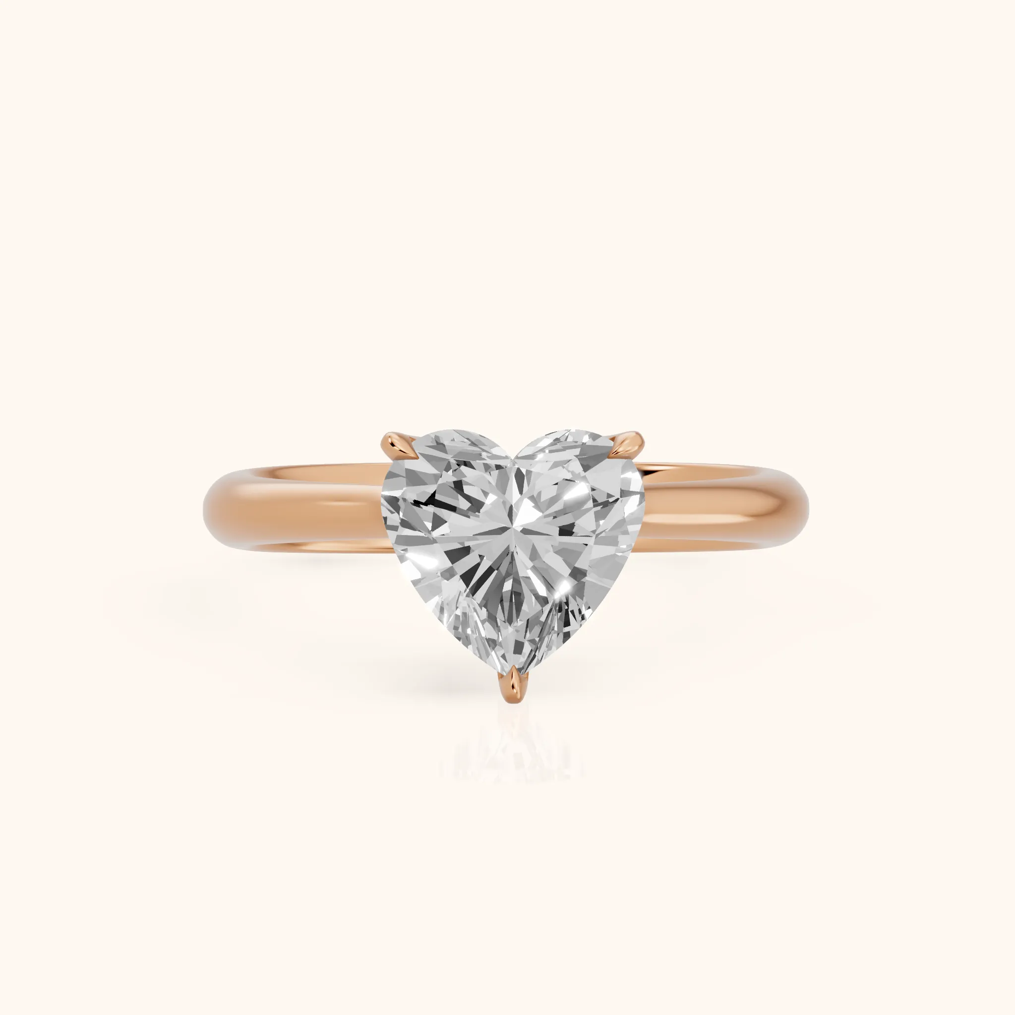 Evie Solitaire Six-Prong Heart Diamond Engagement Ring in Rose Gold — view 1
